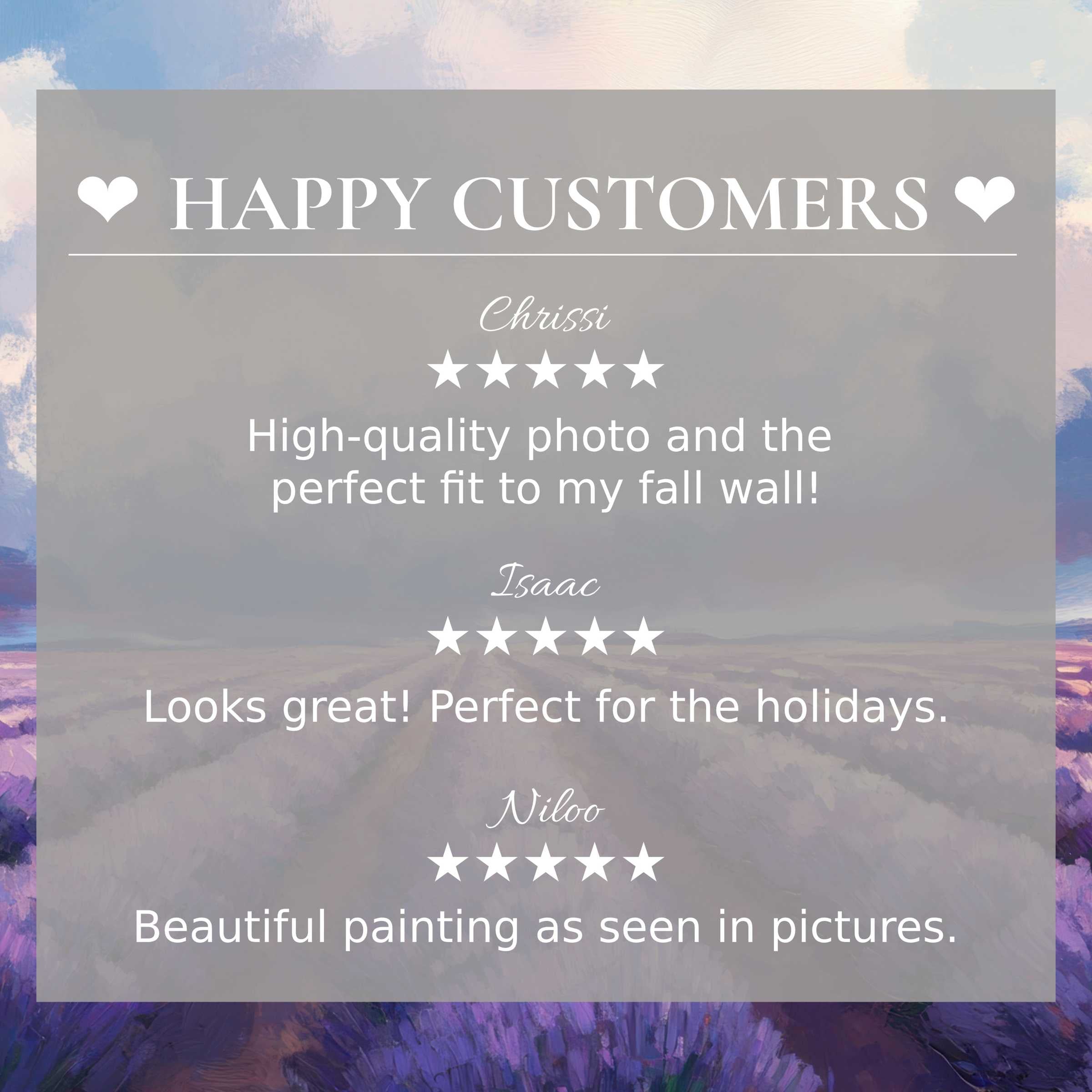 Floral art for Frame TV with abstract sunset colors, featuring happy customer reviews to inspire trust and elegance