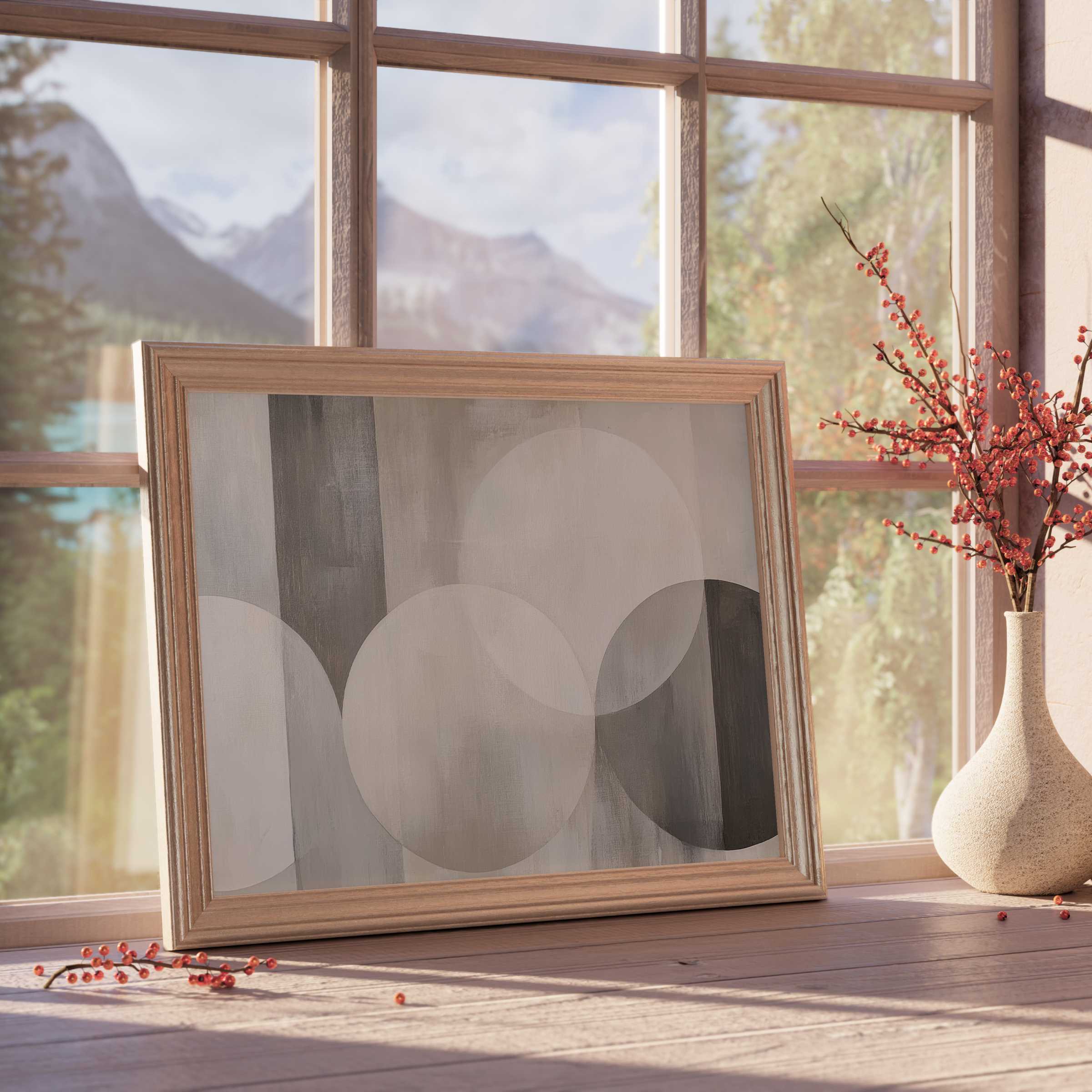 Neutral downloadable art in soft taupe and warm greys, enhancing tranquil, curated interiors with elegant, timeless minimalism