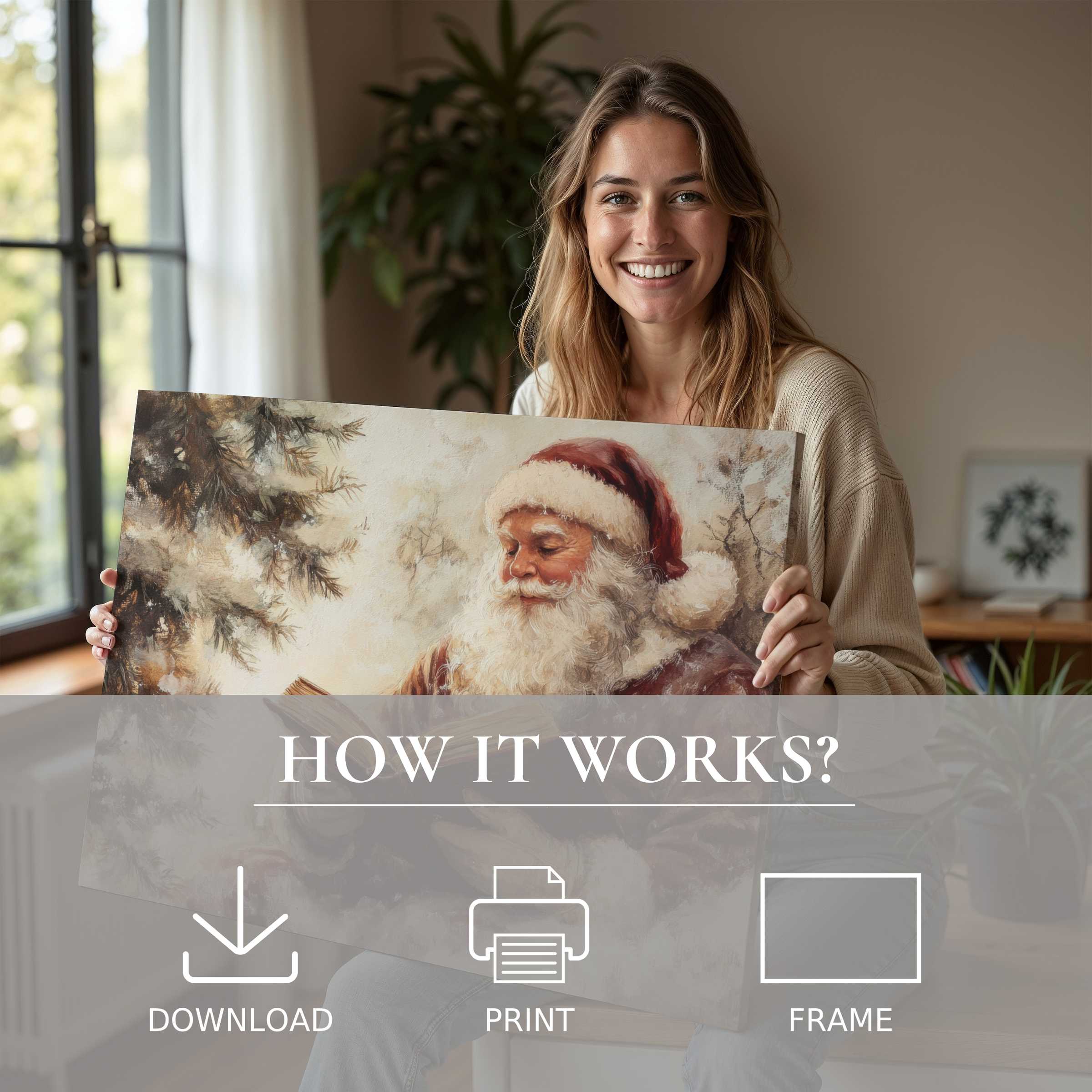 Radiant joy meets timeless tradition in this Christmas digital art print, enriching sophisticated spaces with warmth and ease