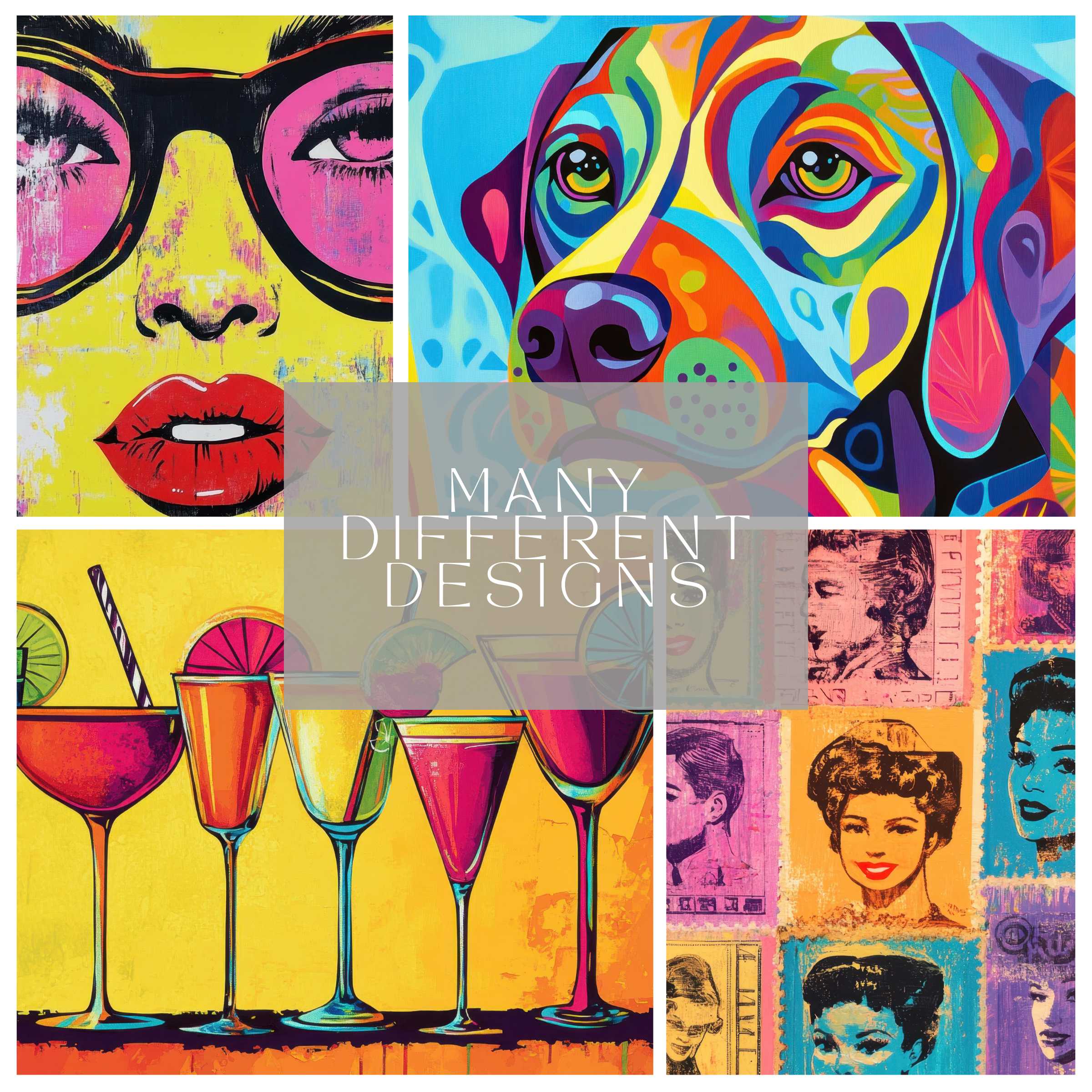 Vibrant Pop Art 101 downloadable set - instant digital download of 101 artworks to refresh and enrich your living space