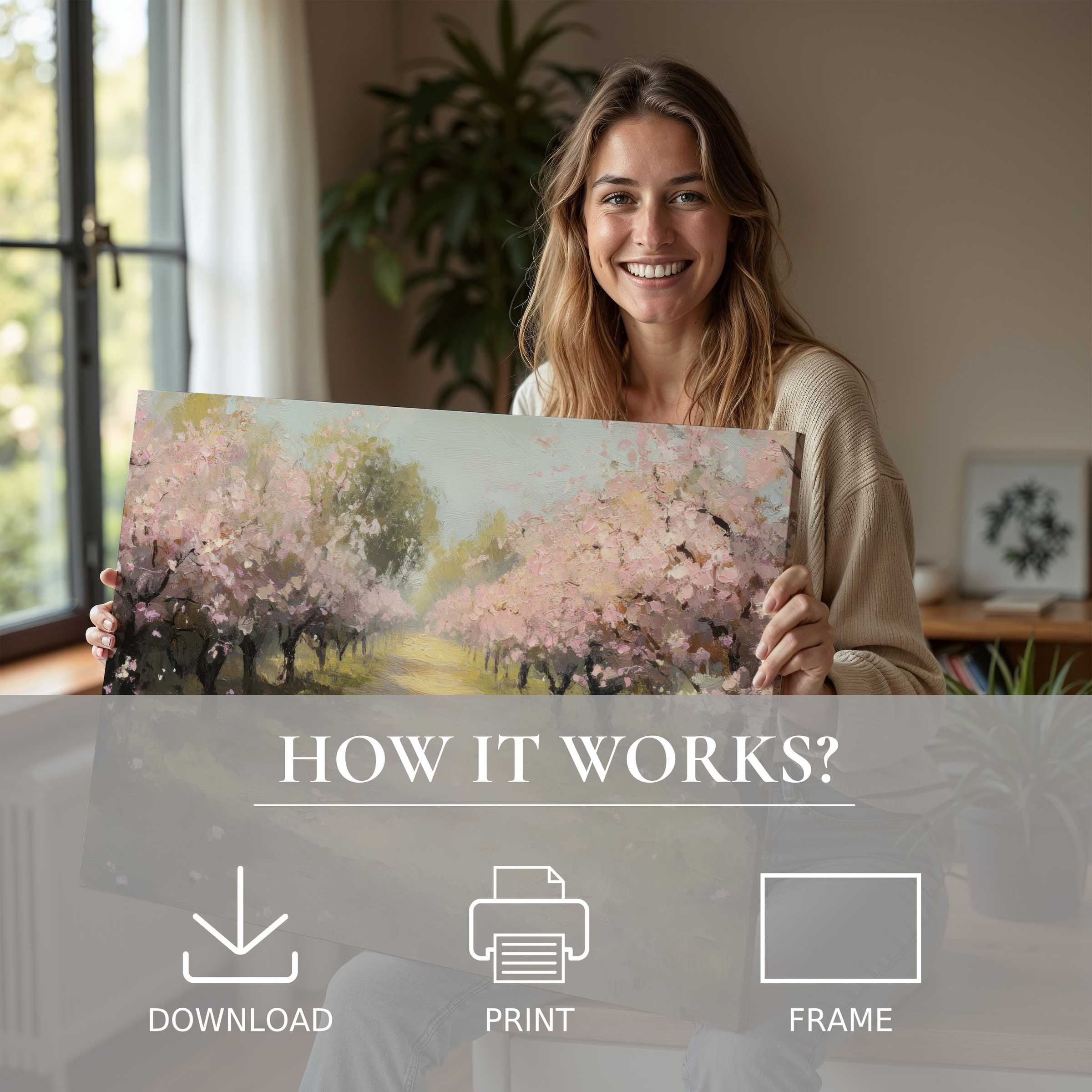 Radiant connection with tree digital art print in soft pastels, elevating serene modern interiors with effortless elegance