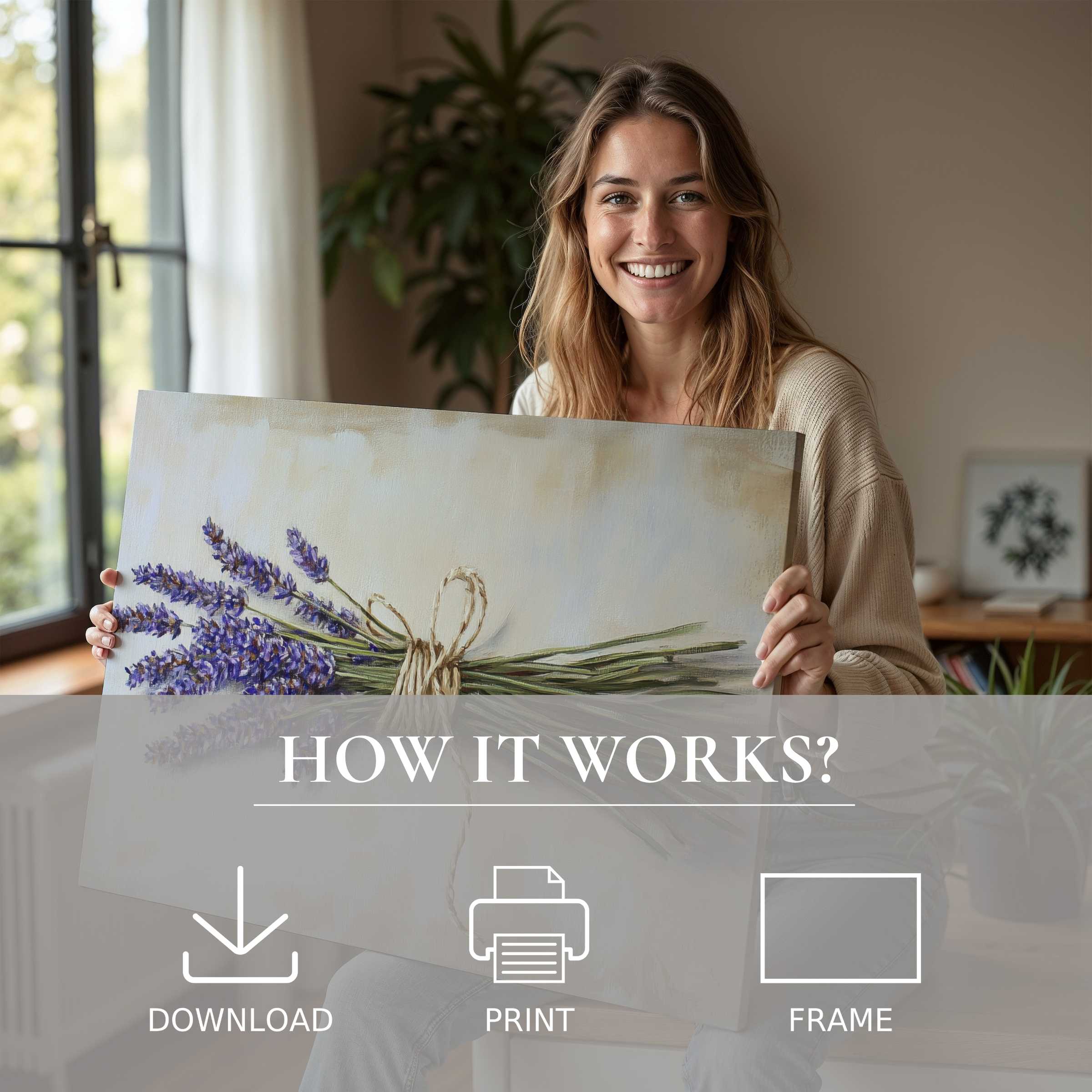 Radiant joy in a serene modern home as a floral digital art print elevates everyday living with effortless elegance