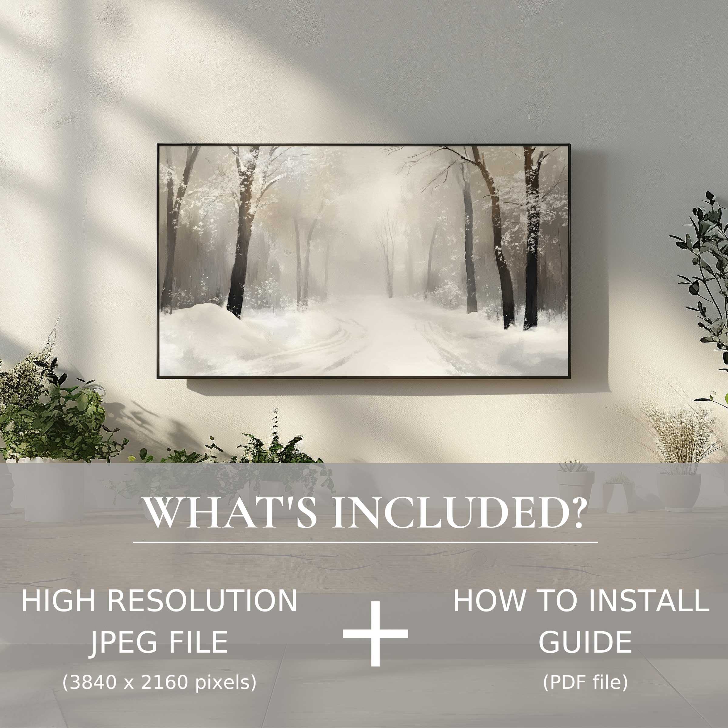 Elegant tree digital TV art download elevates your living space with easy-to-use high-res file and install guide