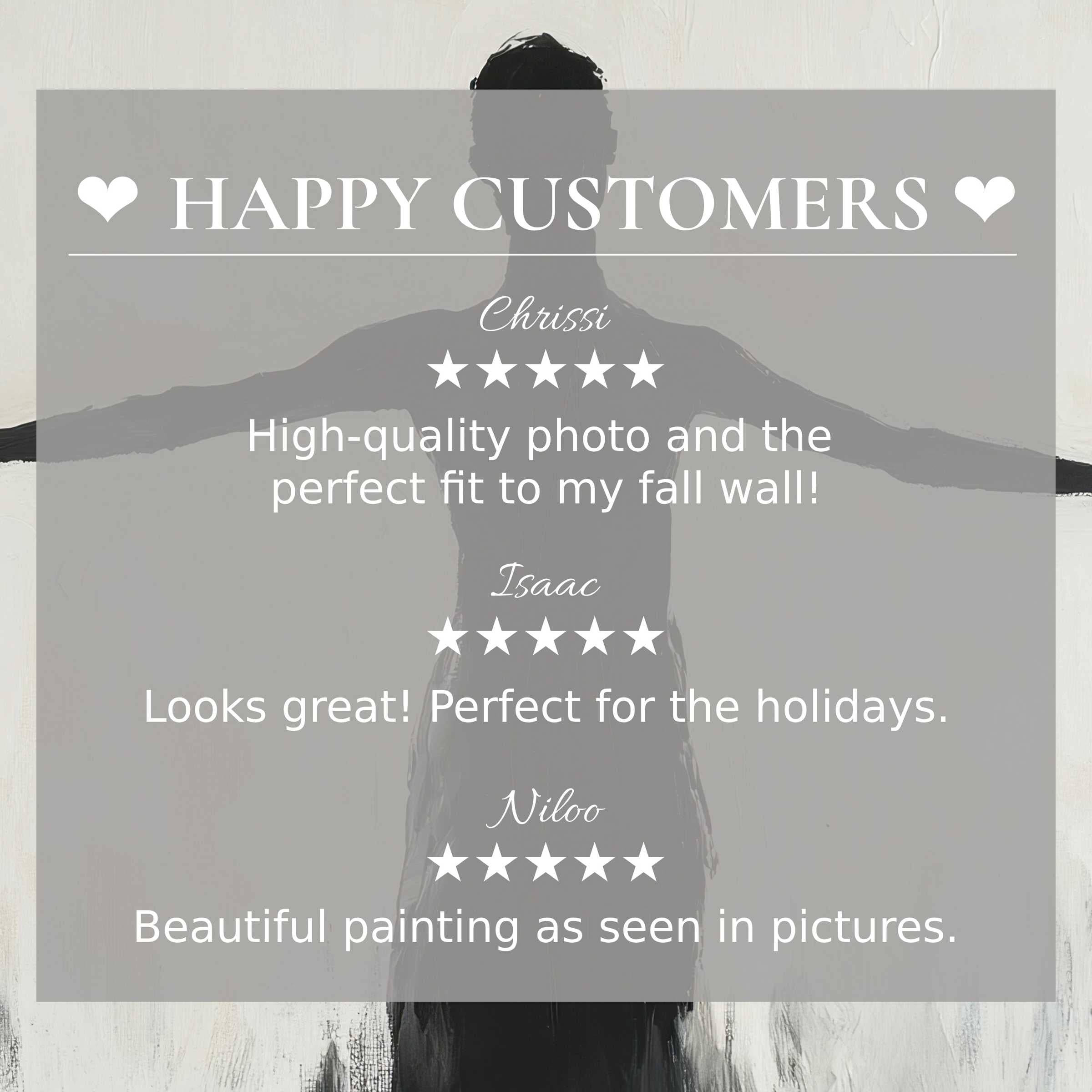 Minimalist art for Frame TV with abstract muted hues, showcasing happy customer praise and refined, trust-building design