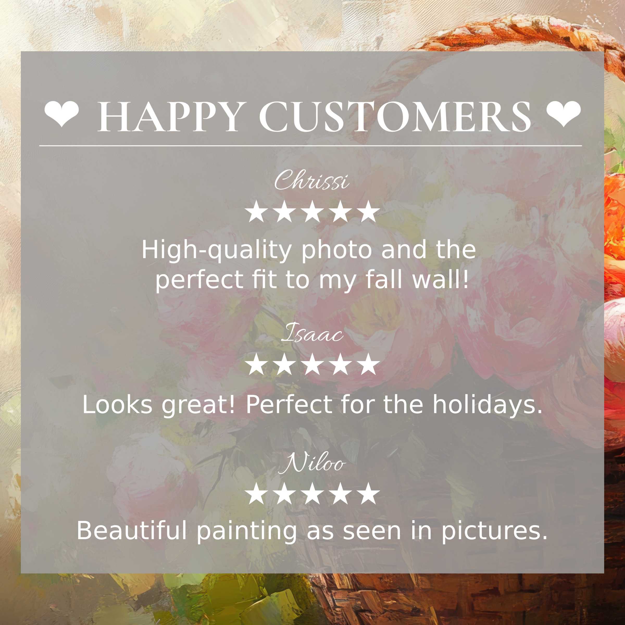 Easter art for Frame TV with elegant floral backdrop, showcasing happy customer reviews to inspire trust and style