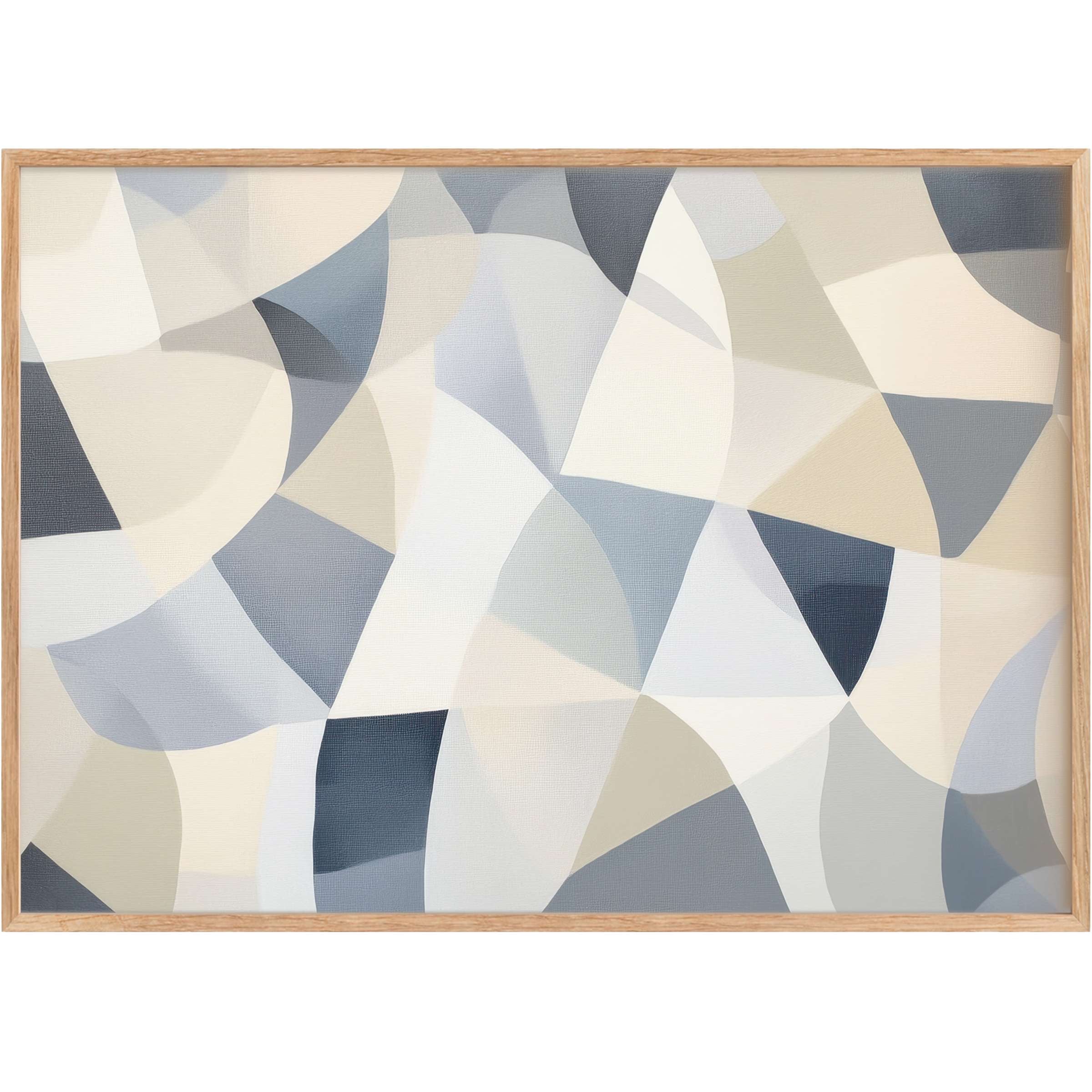 Serene abstract printable wall art in soft creams, grays, and blues, radiating a tranquil, sophisticated ambiance for stylish interiors