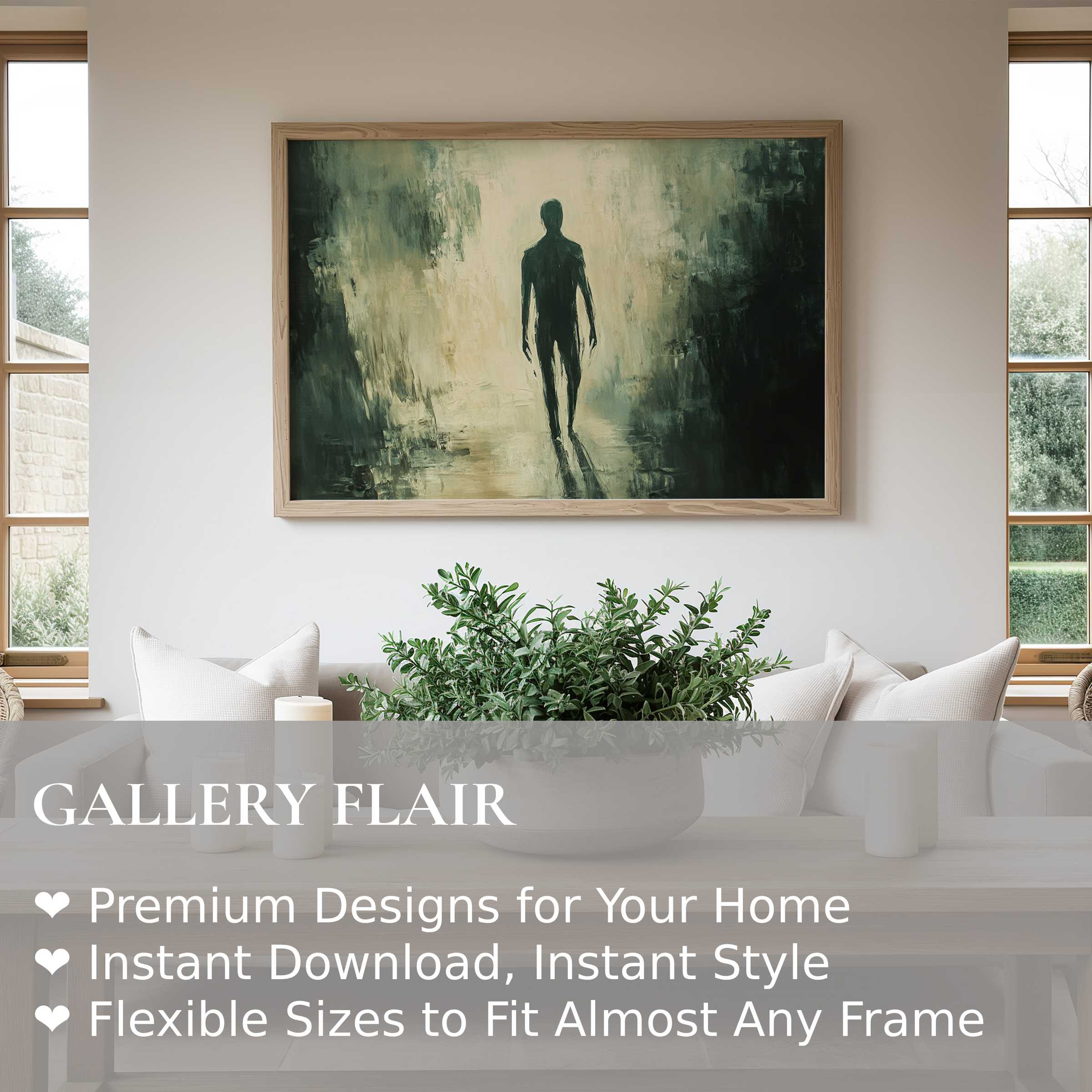 Halloween wall art print featuring a moody silhouette in dark, atmospheric tones enriching modern minimalist interiors with bold, eerie elegance