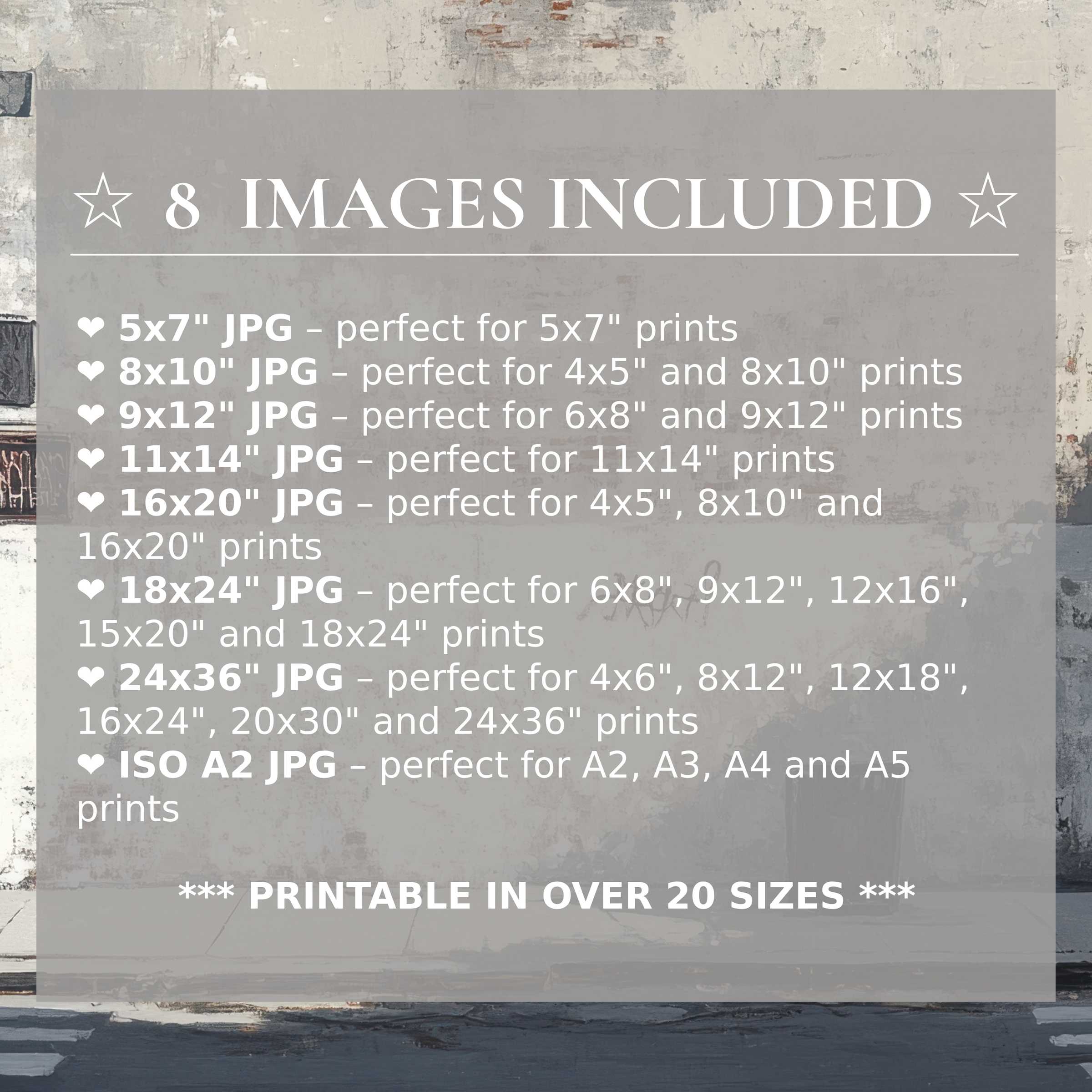 Elevate modern interiors with a radiant urban digital print in muted greys and warm rusts, including 8 high-quality sizes for versatile styling