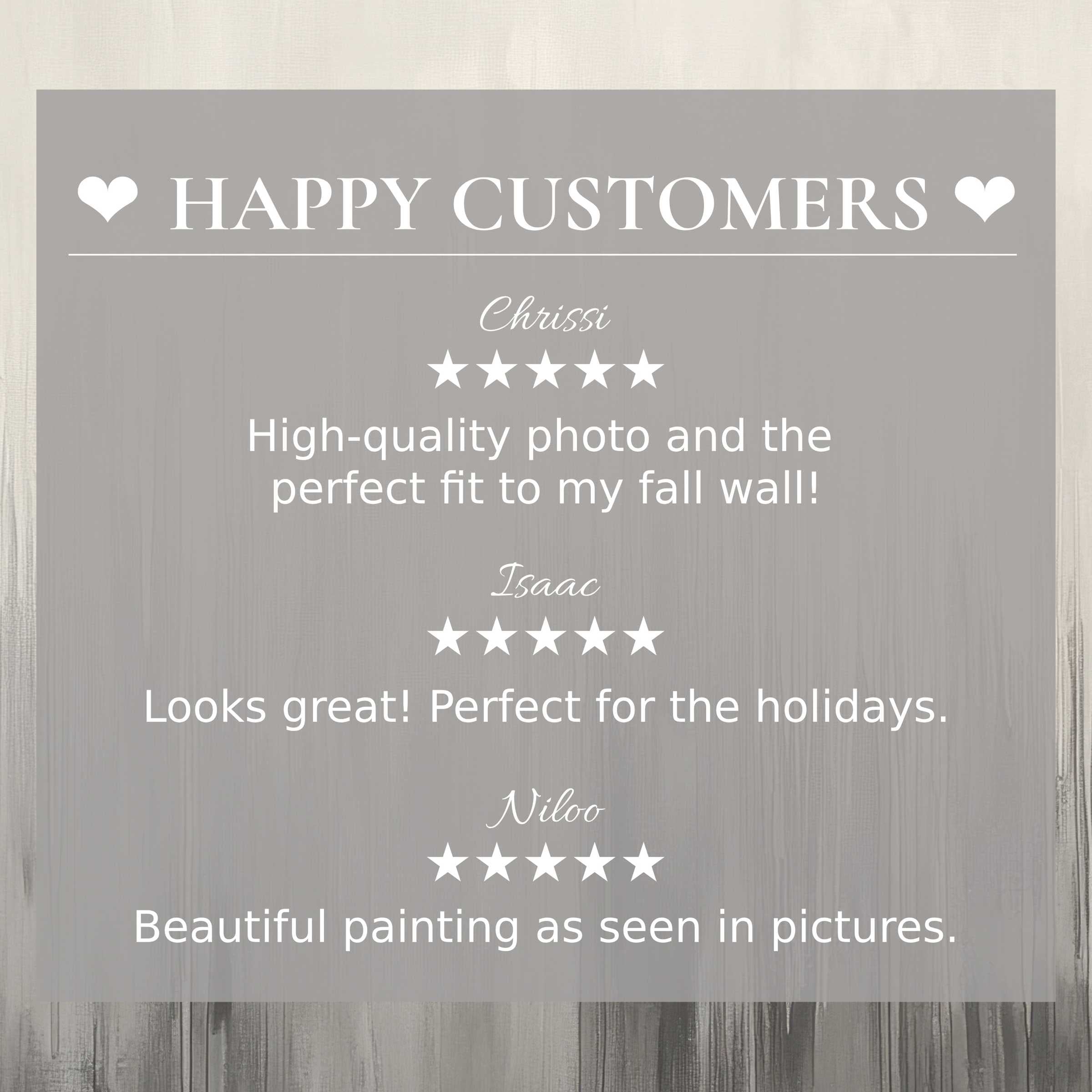 Trustworthy display of happy customer reviews over neutral art for Frame TV with elegant muted sunset hues