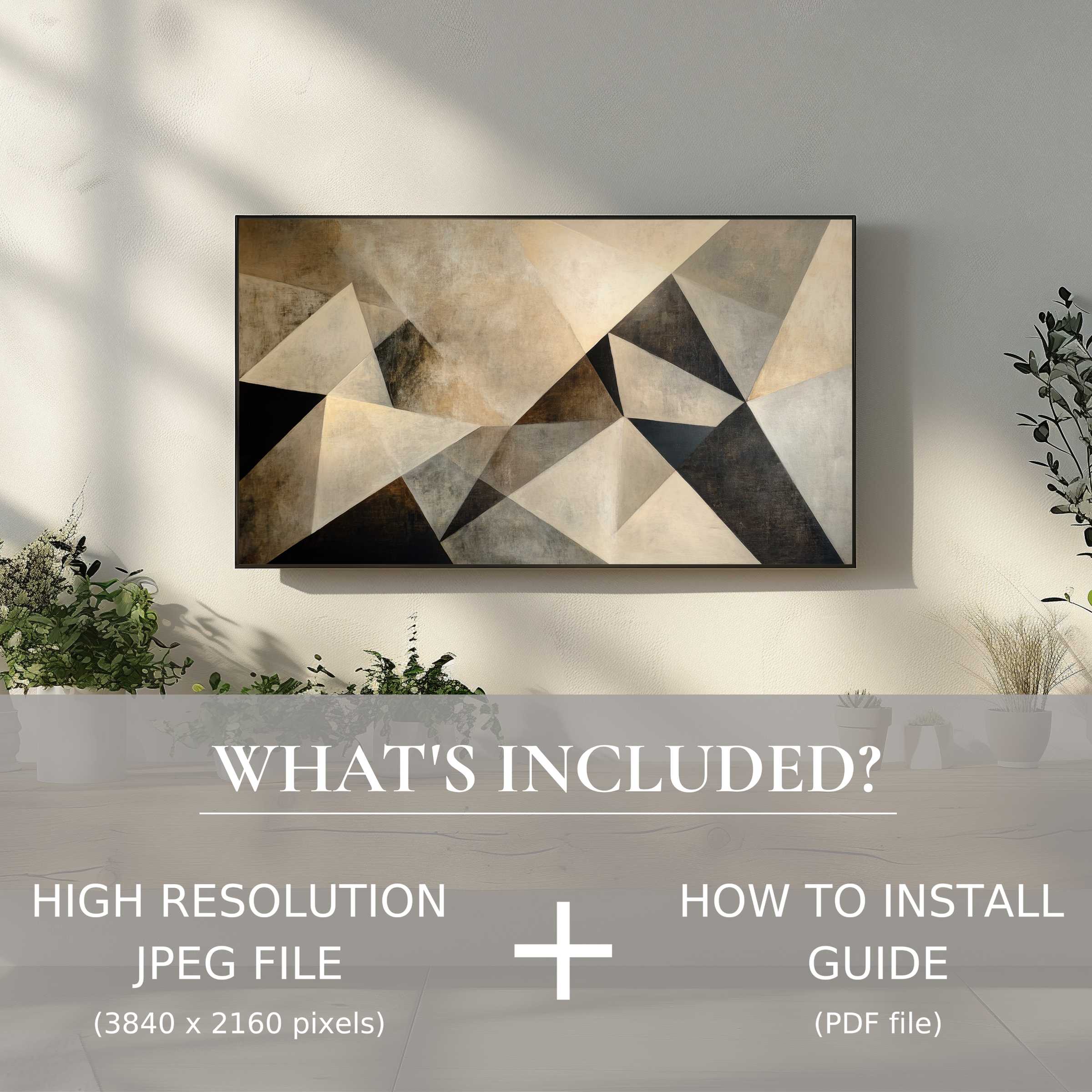 Elegant abstract digital TV art download enhances modern living spaces with easy digital use and high-res JPEG file