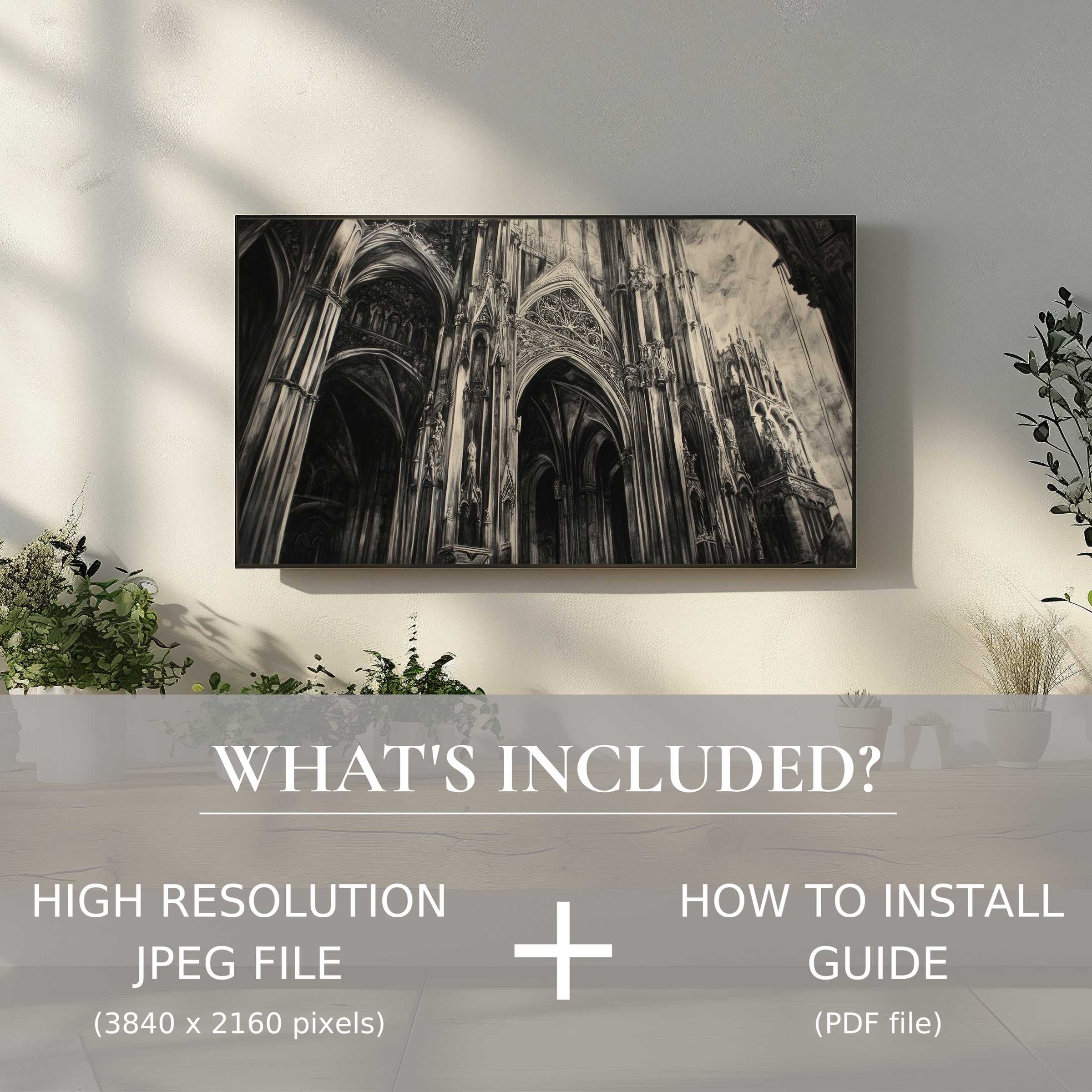 Elegant black and white digital TV art download enhancing chic living spaces with easy digital use and timeless style