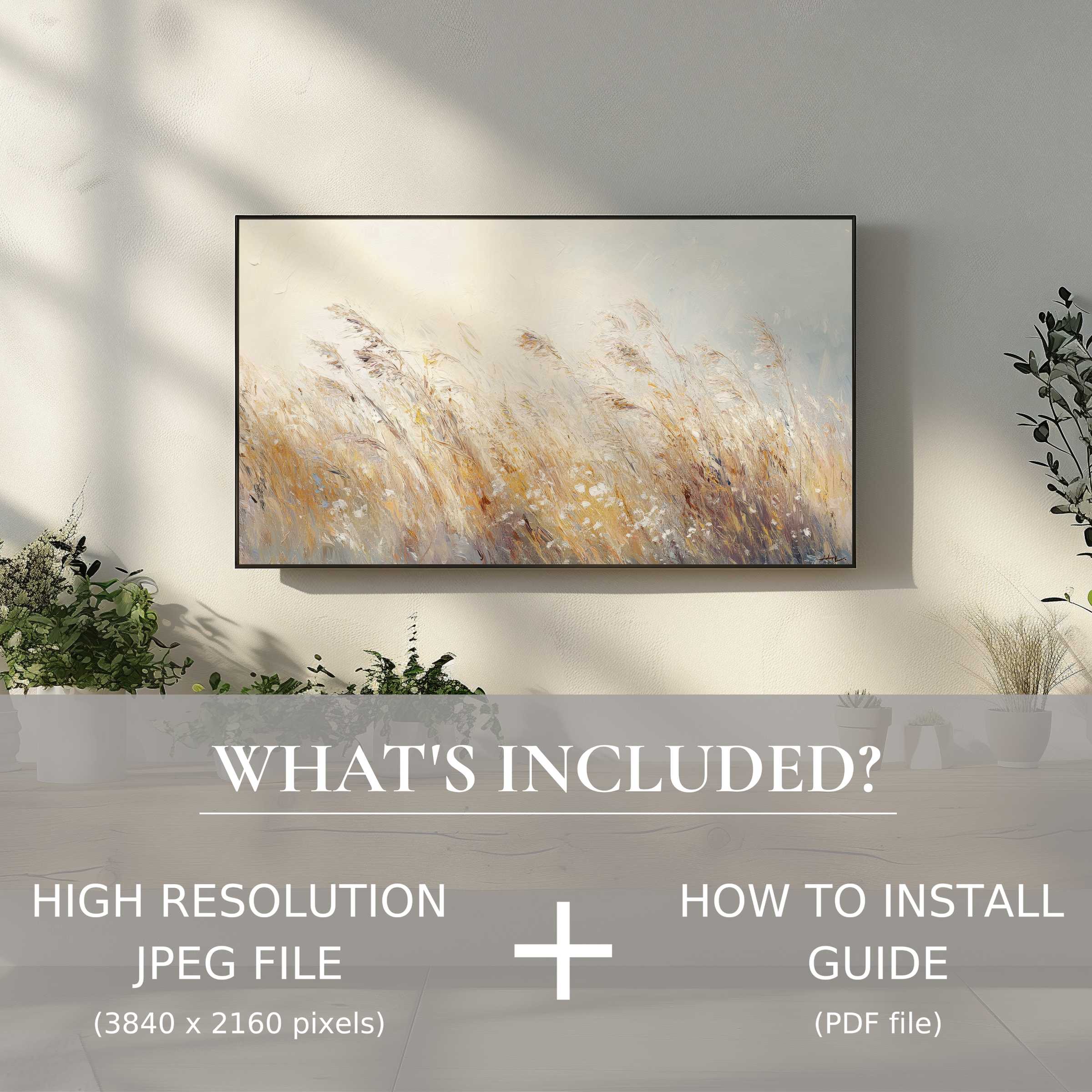 Elegant botanical digital TV art download enhances serene living spaces with effortless digital use and high-res beauty