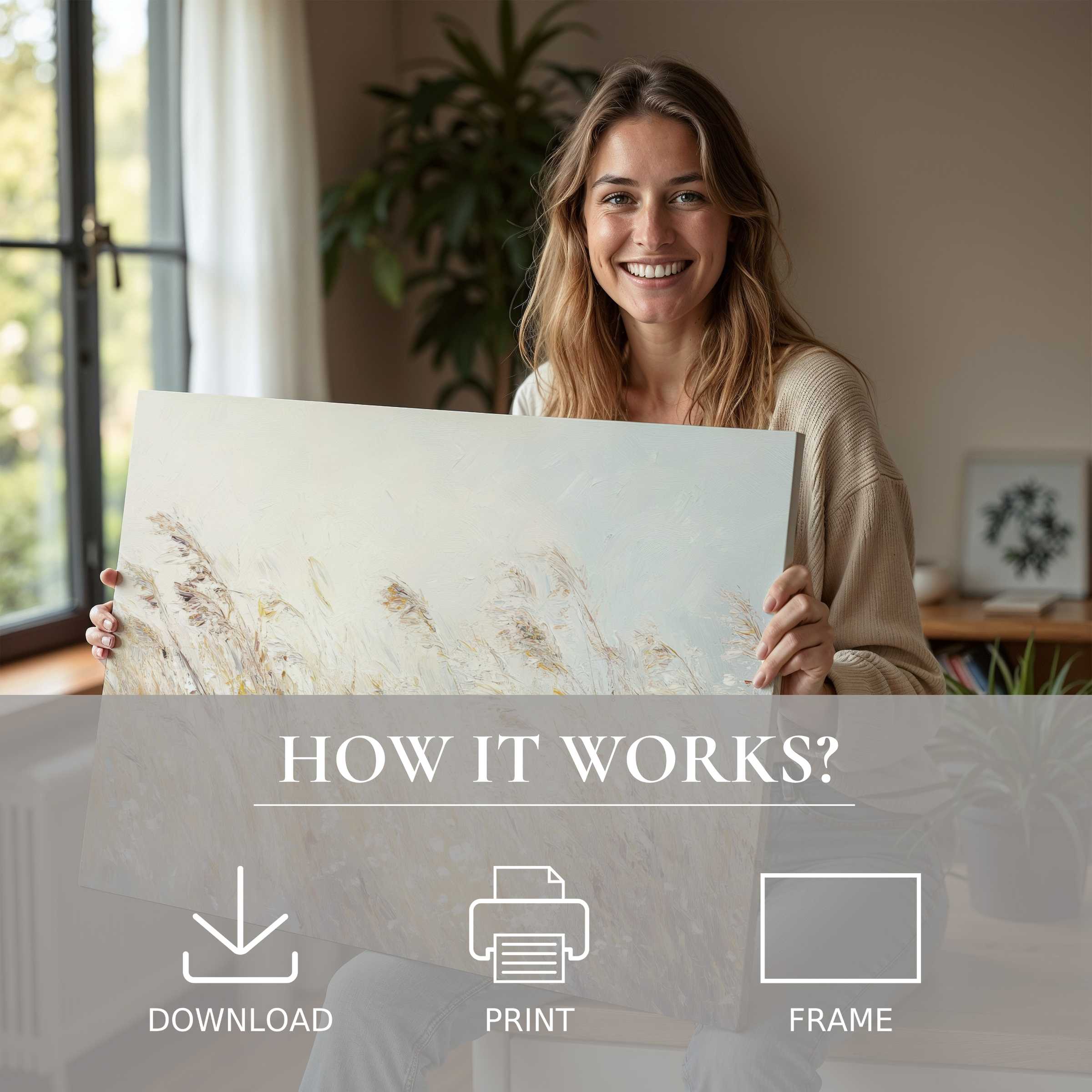 Elegant Botanical digital art print bringing serene beauty and joy to a modern home, inspiring effortless living with art