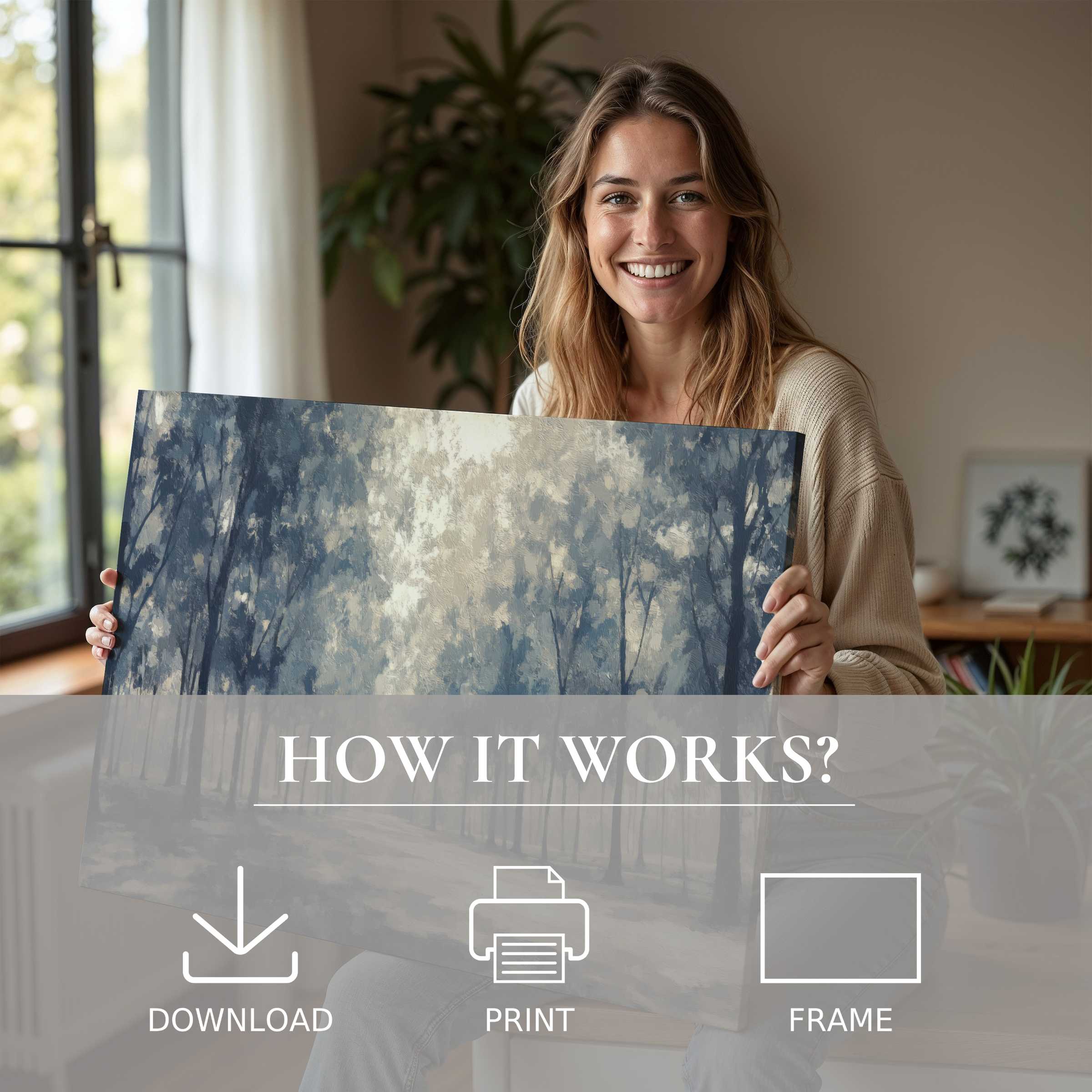 Radiating warmth and connection, this tree digital art print enriches modern living spaces with serene, muted tones that inspire joy