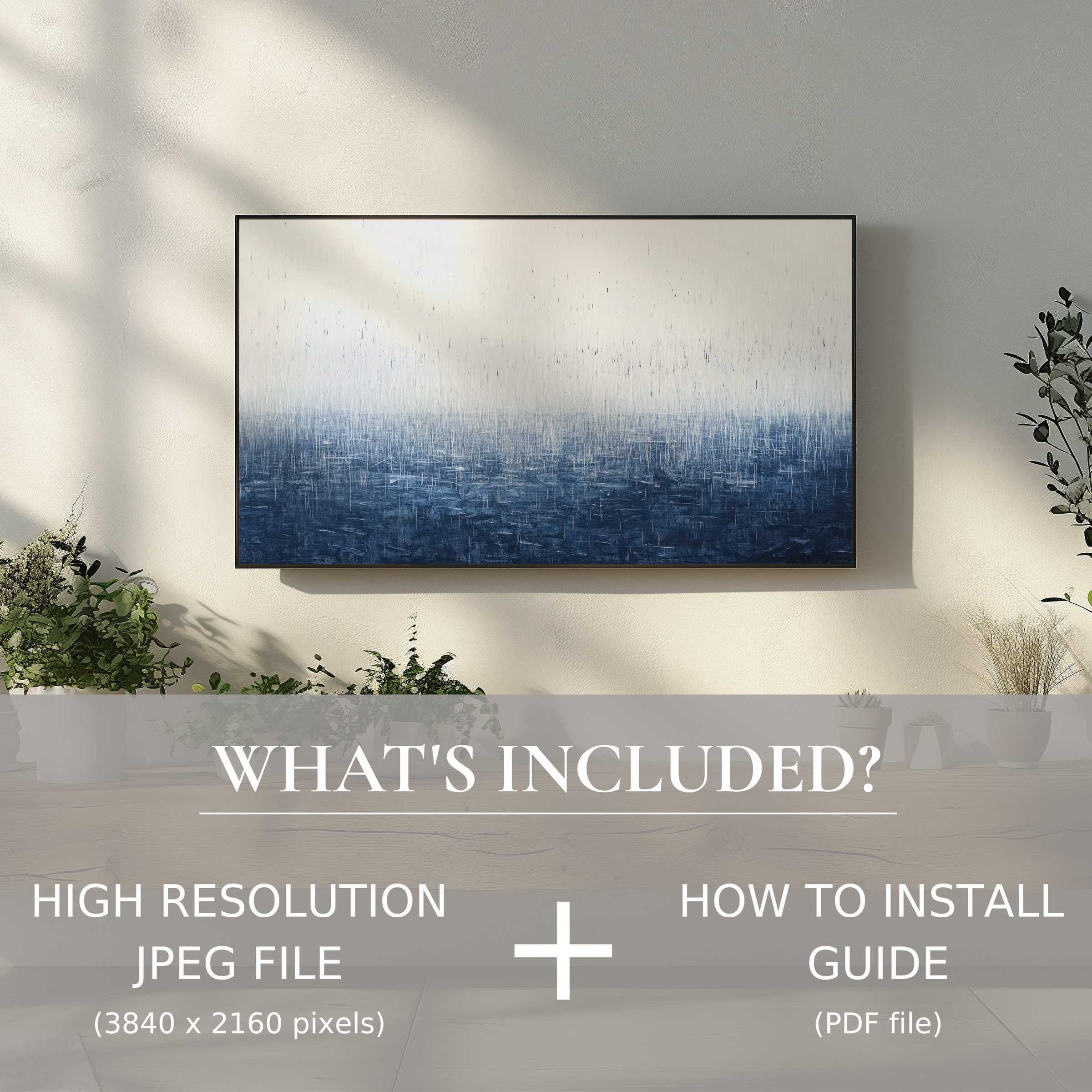 Elegant minimalist digital TV art download enhances living space with easy digital use in serene, style-conscious home decor setting