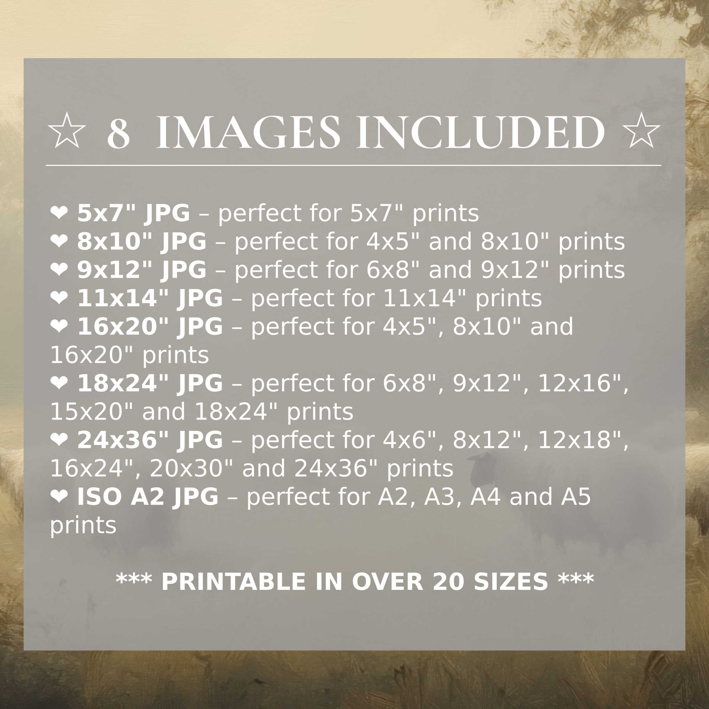 Farmhouse digital print with warm, calming neutrals and rustic charm, elevating modern interiors with 8 included premium sizes
