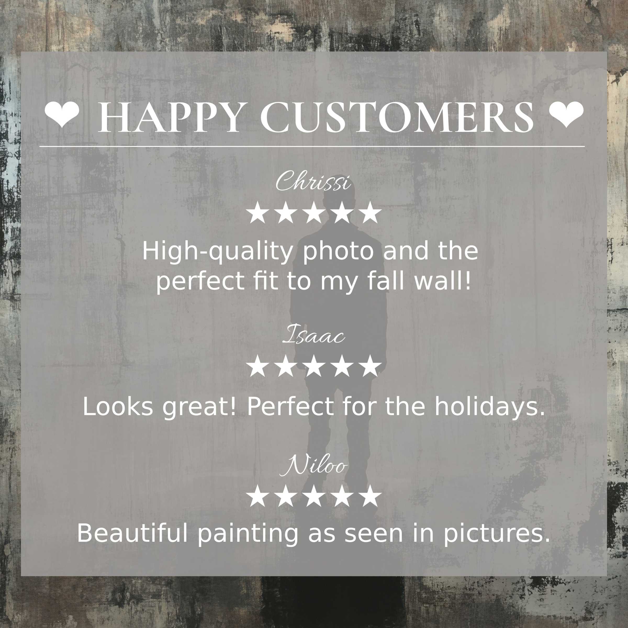 Elegant street art for Frame TV with abstract, textured background; happy customer reviews build trust and style appeal