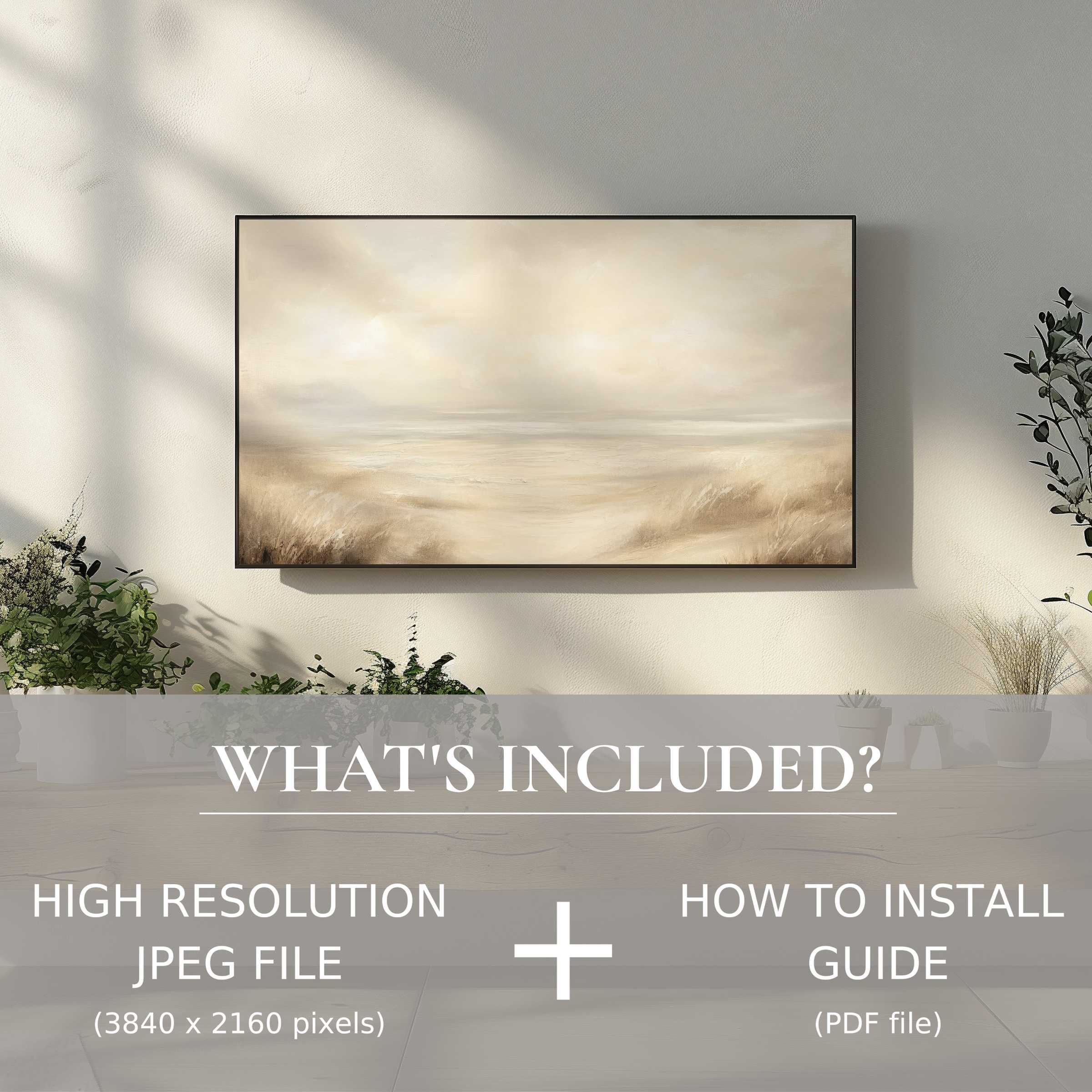 Elegant landscape digital TV art download enhances serene living spaces with easy digital use and modern style