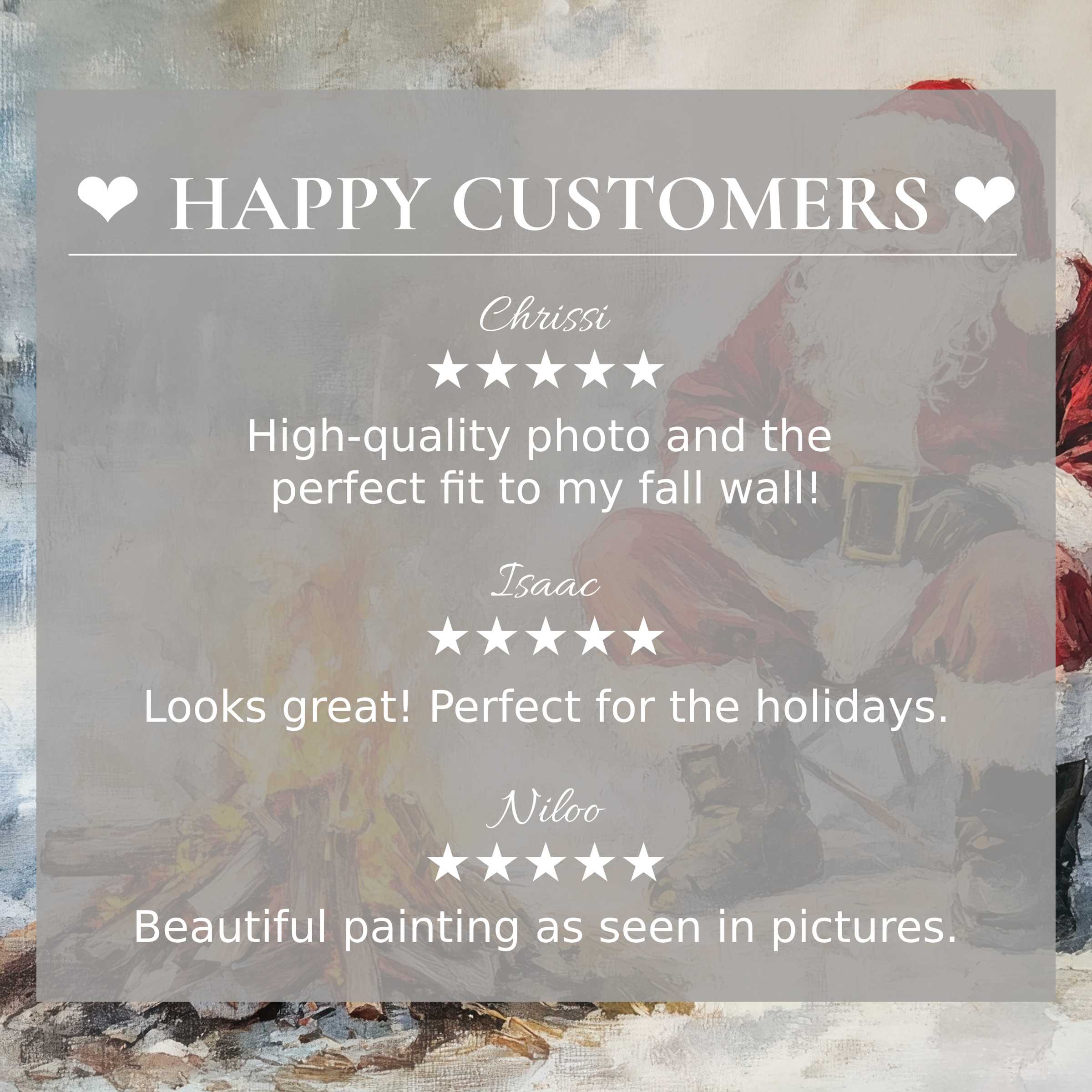 Refined christmas art for Frame TV with soft, textured background; happy customer reviews enhance trust and style appeal