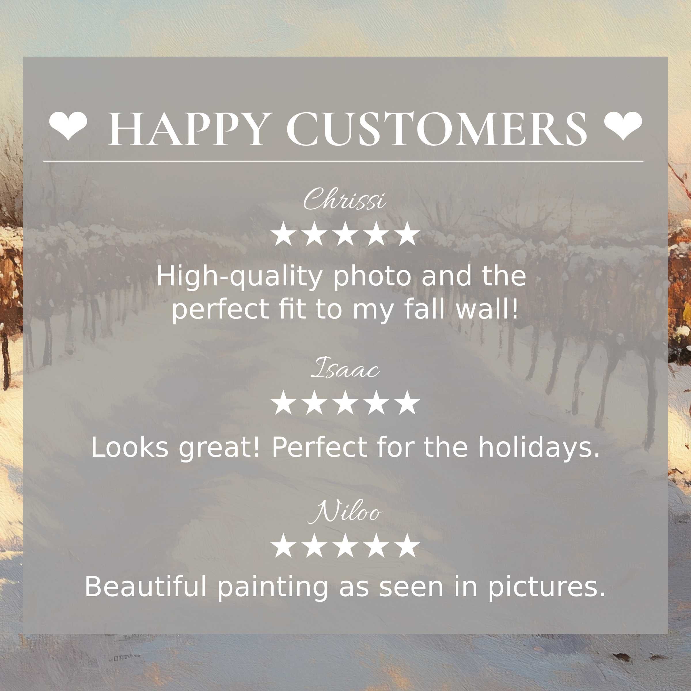 Winter art for Frame TV with abstract vineyard hues, showcasing happy customer reviews and refined, elegant style