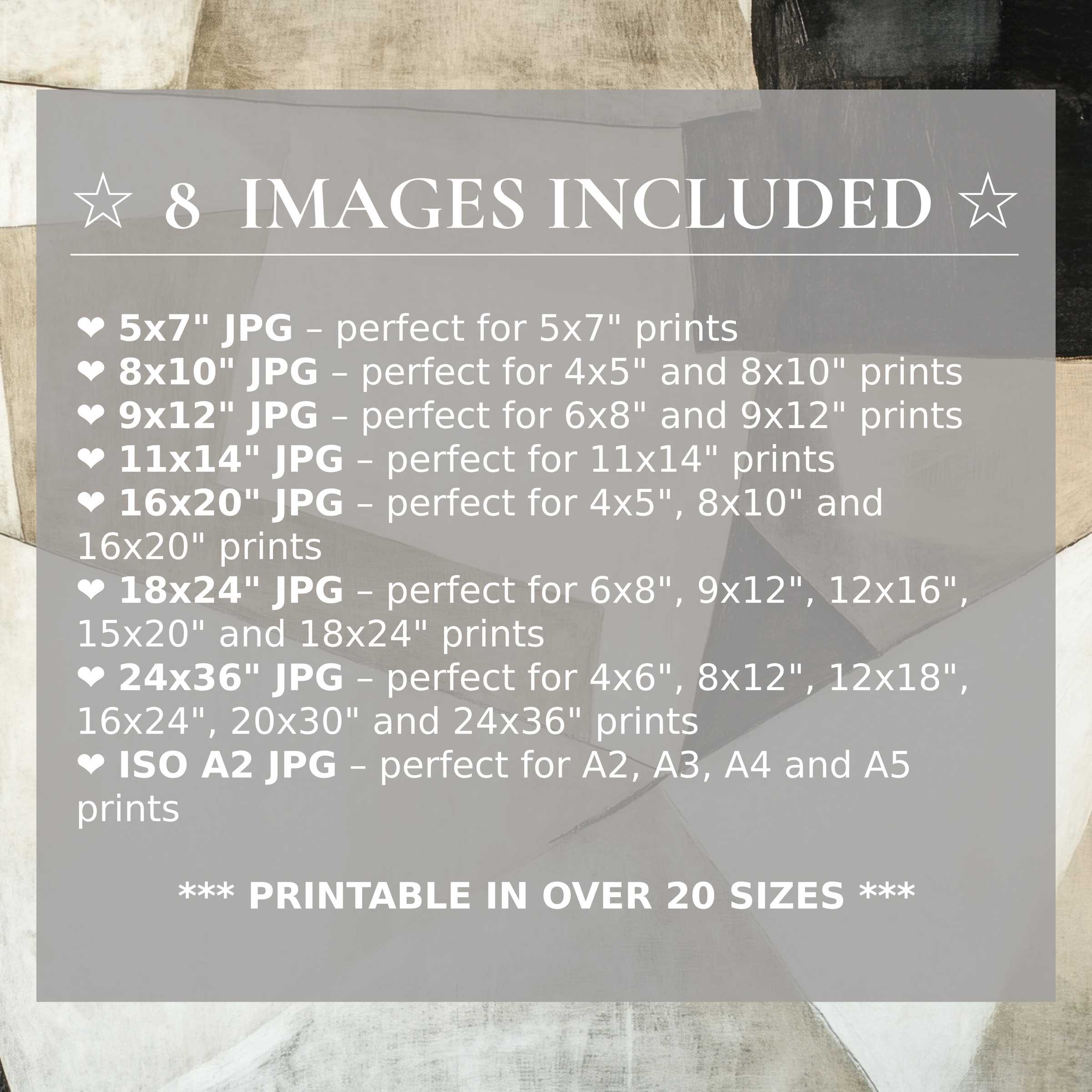 Elegant abstract digital print in muted beige, charcoal, and taupe tones exudes calming warmth and depth; includes 8 high-quality sizes for versatile modern interiors