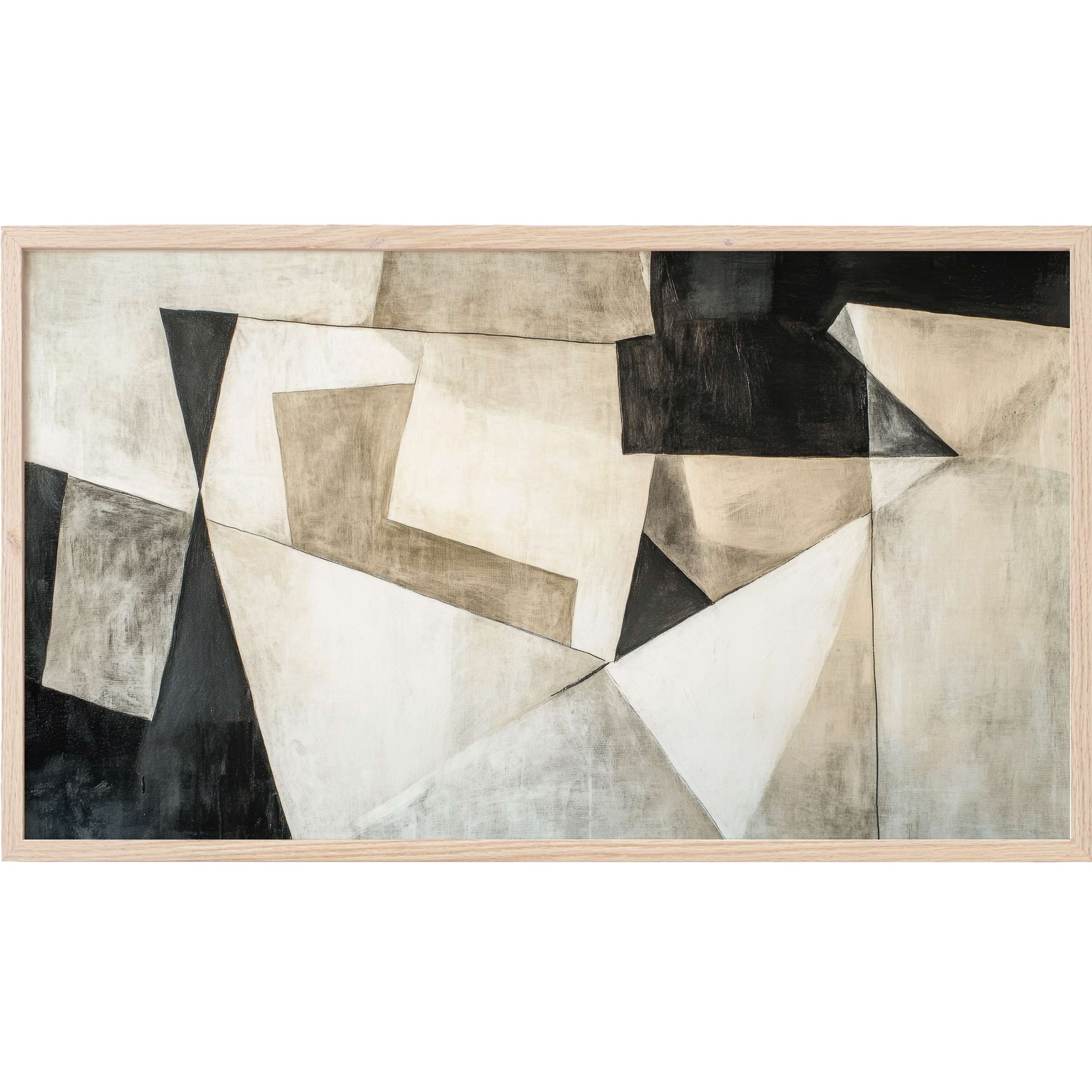 Abstract Frame TV Art featuring muted earth tones and geometric shapes in a sophisticated, modern composition