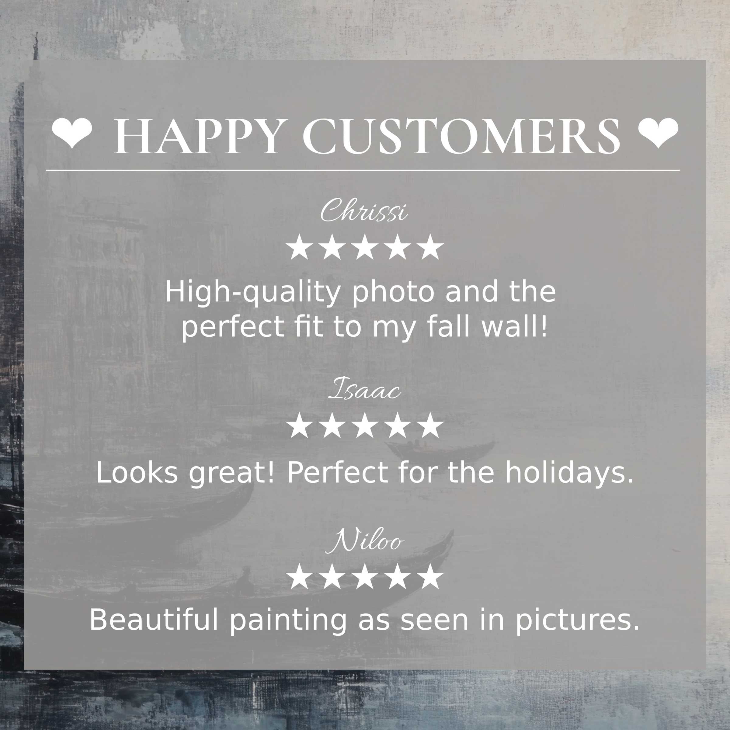 Urban art for Frame TV with abstract muted cityscape, featuring happy customer reviews building trust and elegance