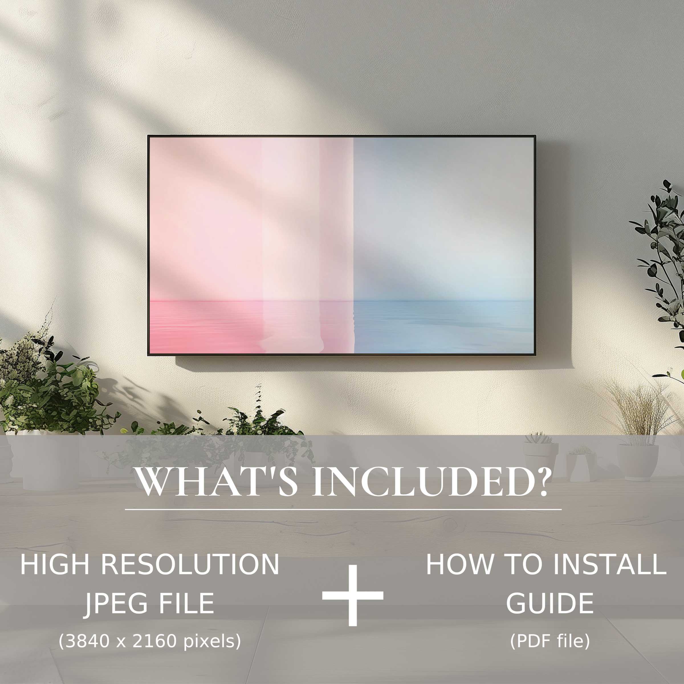 Elegant modern digital TV art download enhances serene living spaces with easy digital use and seamless style