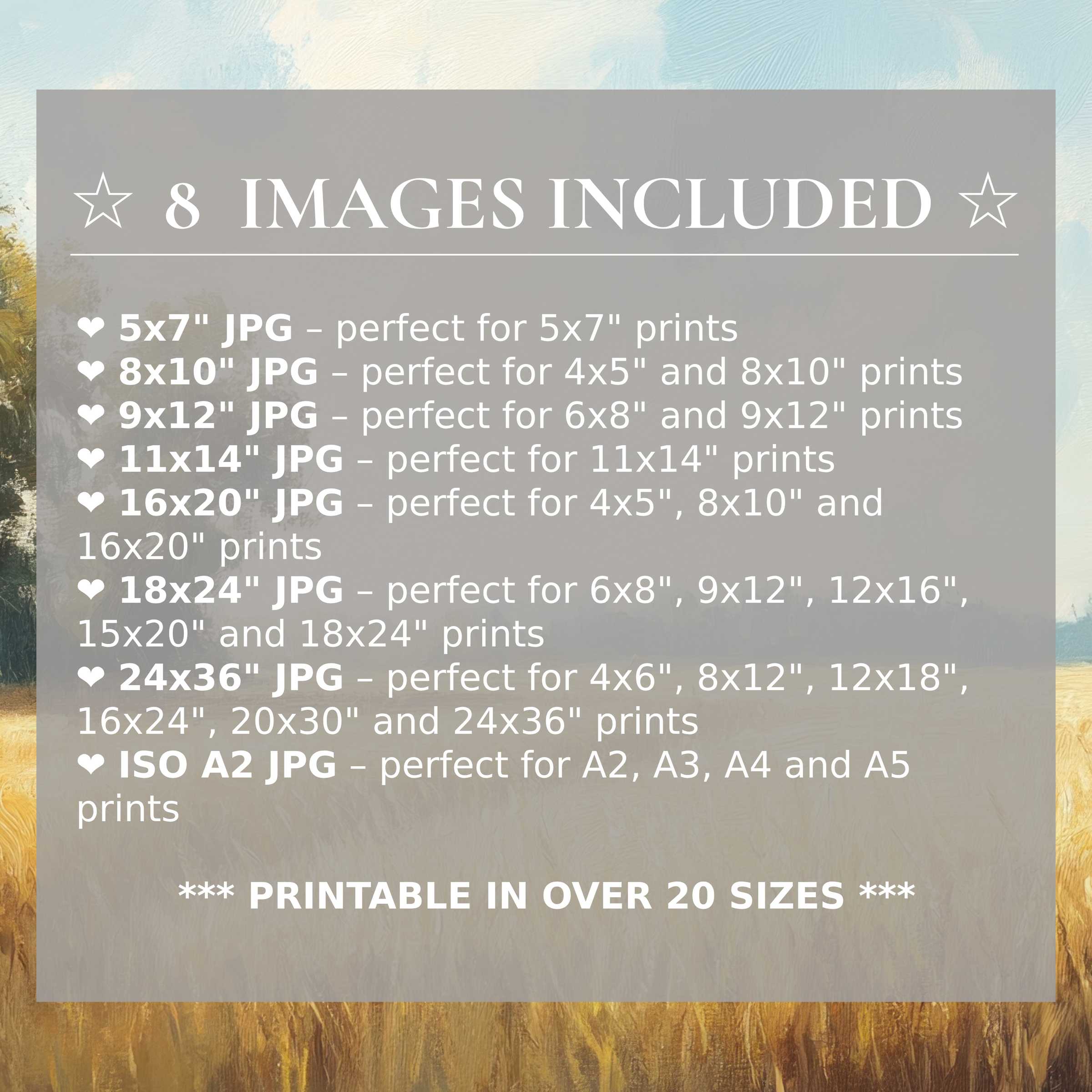 Farmhouse digital print in calming blues and warm golds, offered in 8 high-quality sizes-perfectly elevates modern interiors with versatile charm