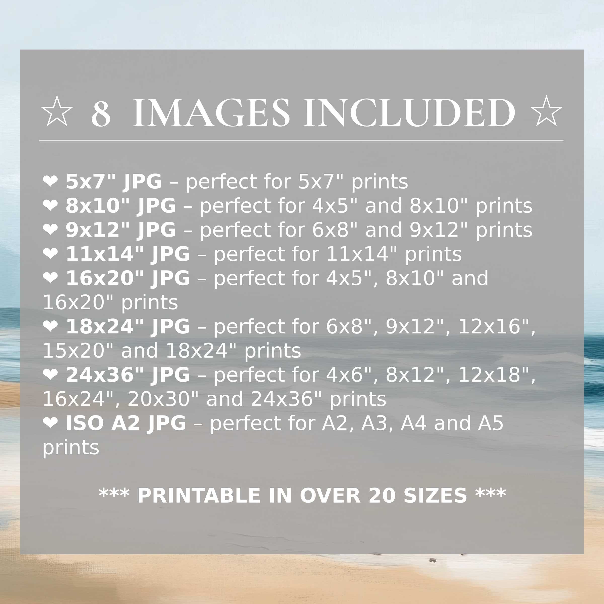 Radiant landscape digital print in soothing blues and warm neutrals, elevating modern spaces with style and 8 sizes included