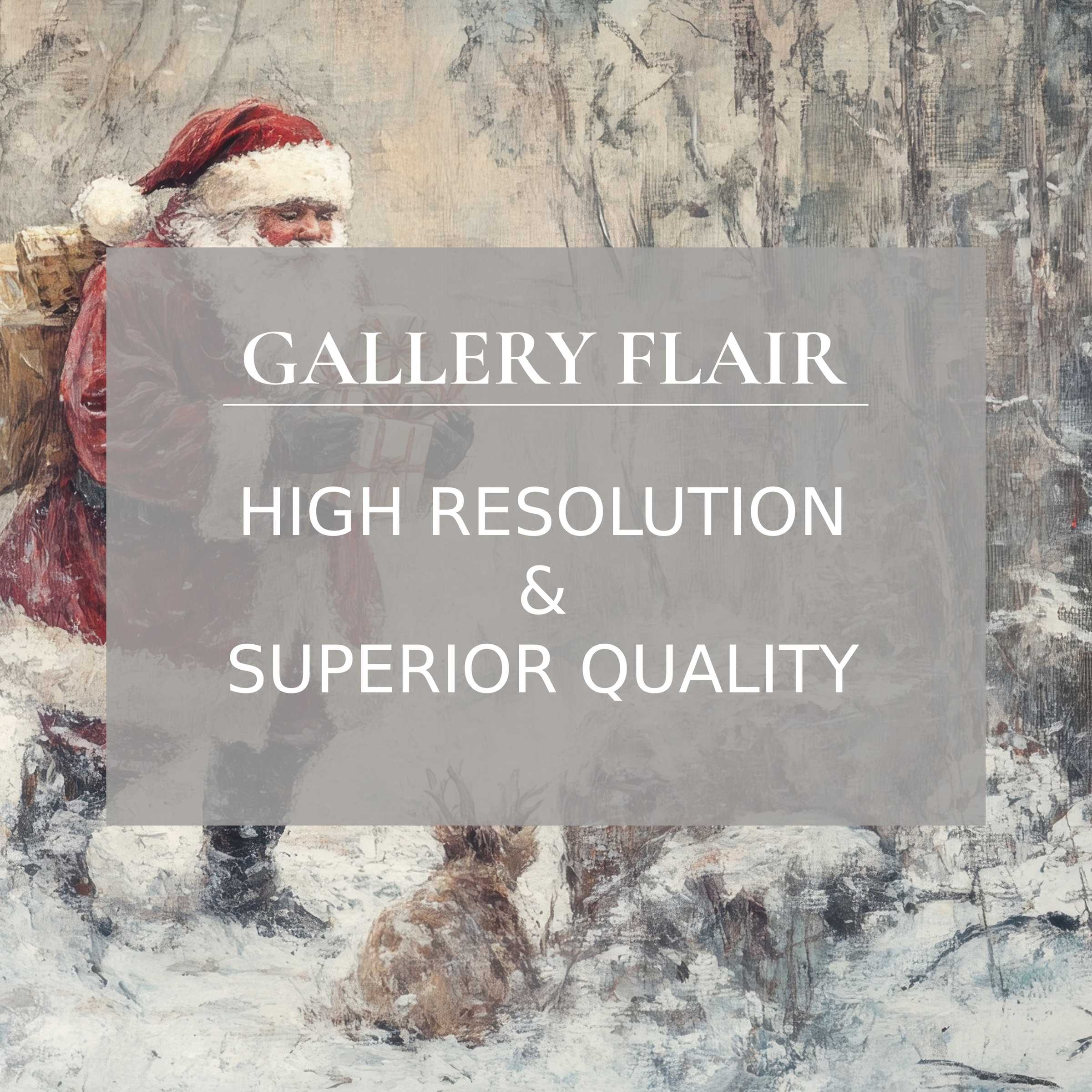Timeless Christmas printable art capturing a serene Santa in snowy woods, enriching modern interiors with refined, high-resolution detail