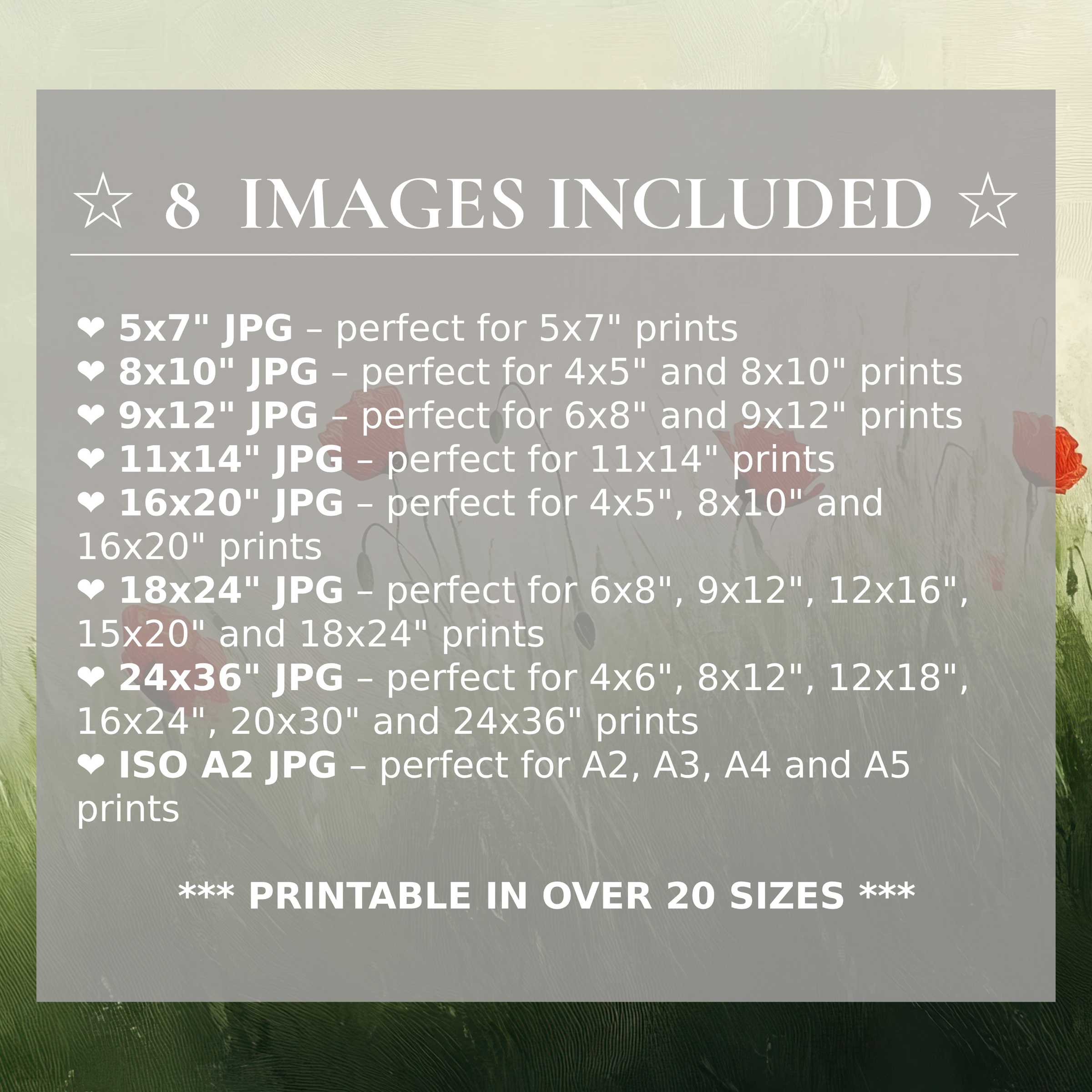 Radiant spring digital print in refreshing greens and delicate florals, elevating modern interiors with style; includes 8 high-quality sizes
