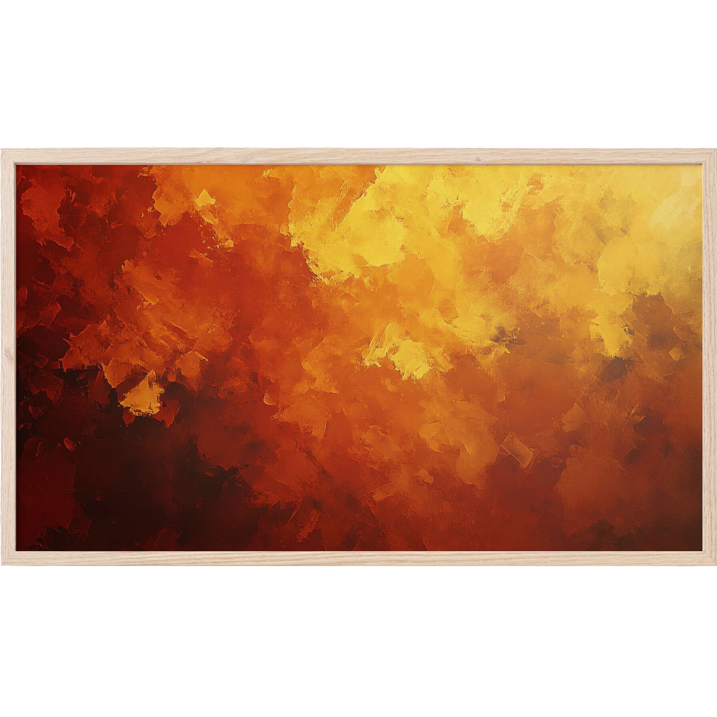 Abstract Frame TV Art with warm, textured hues of amber, rust, and gold in a modern, sophisticated style