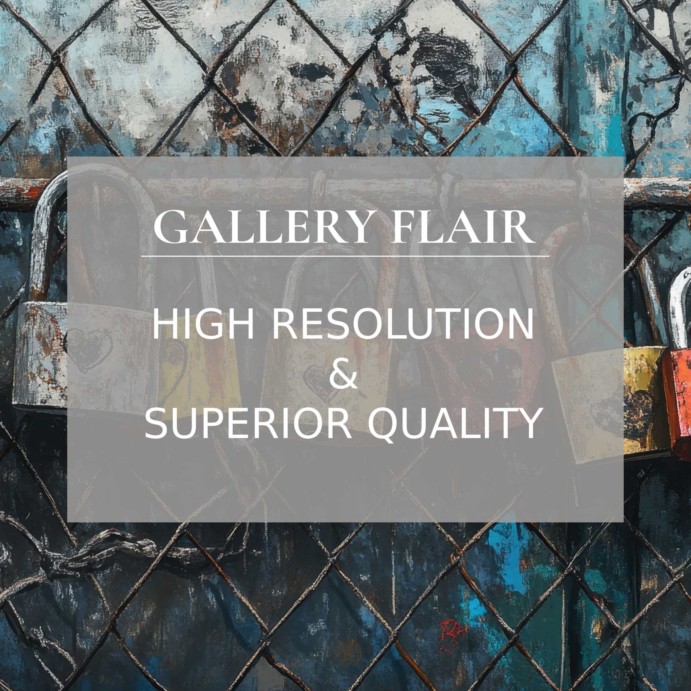 Street art printable art featuring textured rustic locks on a weathered fence, adding bold urban elegance and premium detail to modern interiors