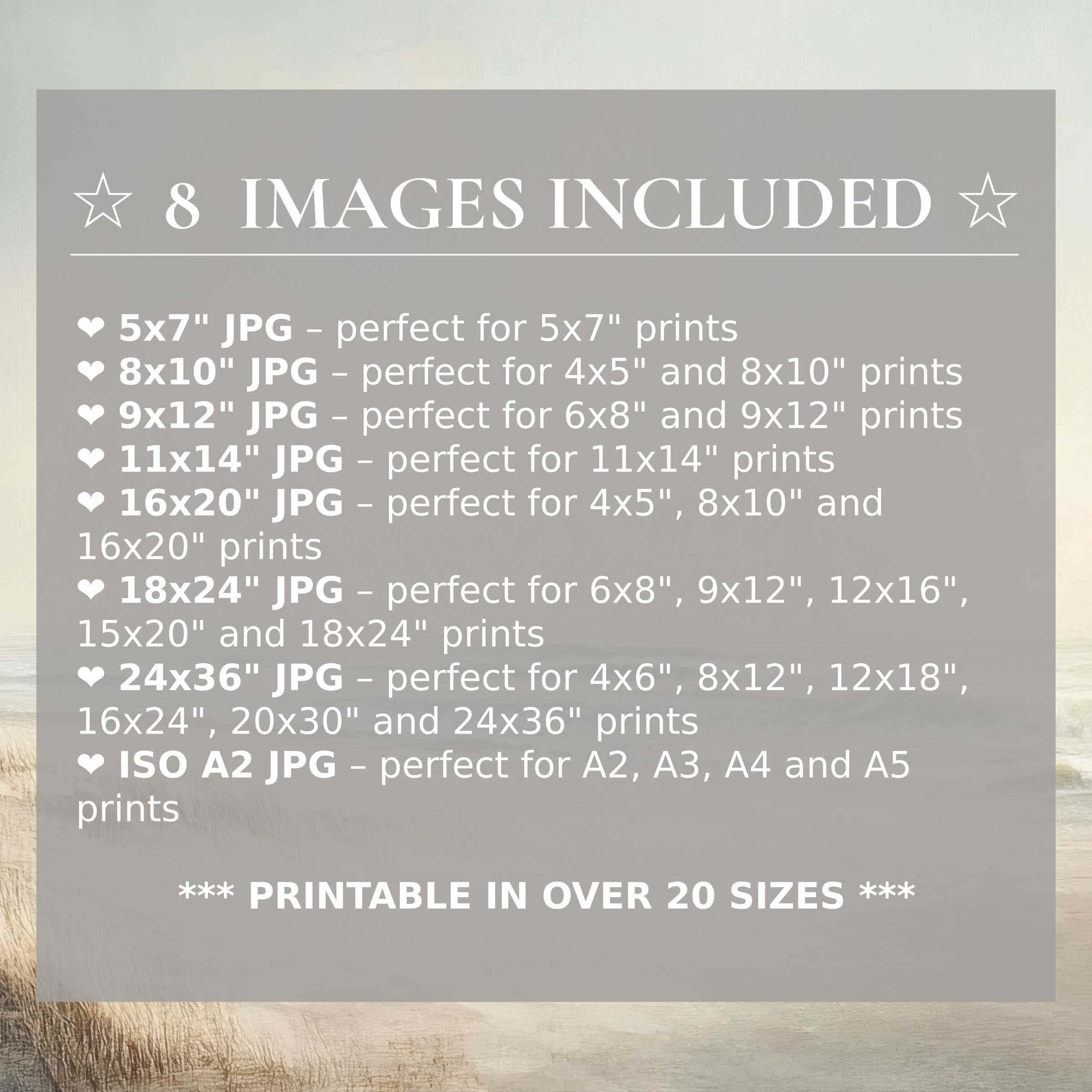 Radiant landscape digital print in soothing neutrals and blues, elevating modern interiors with style and ease; includes 8 high-quality sizes