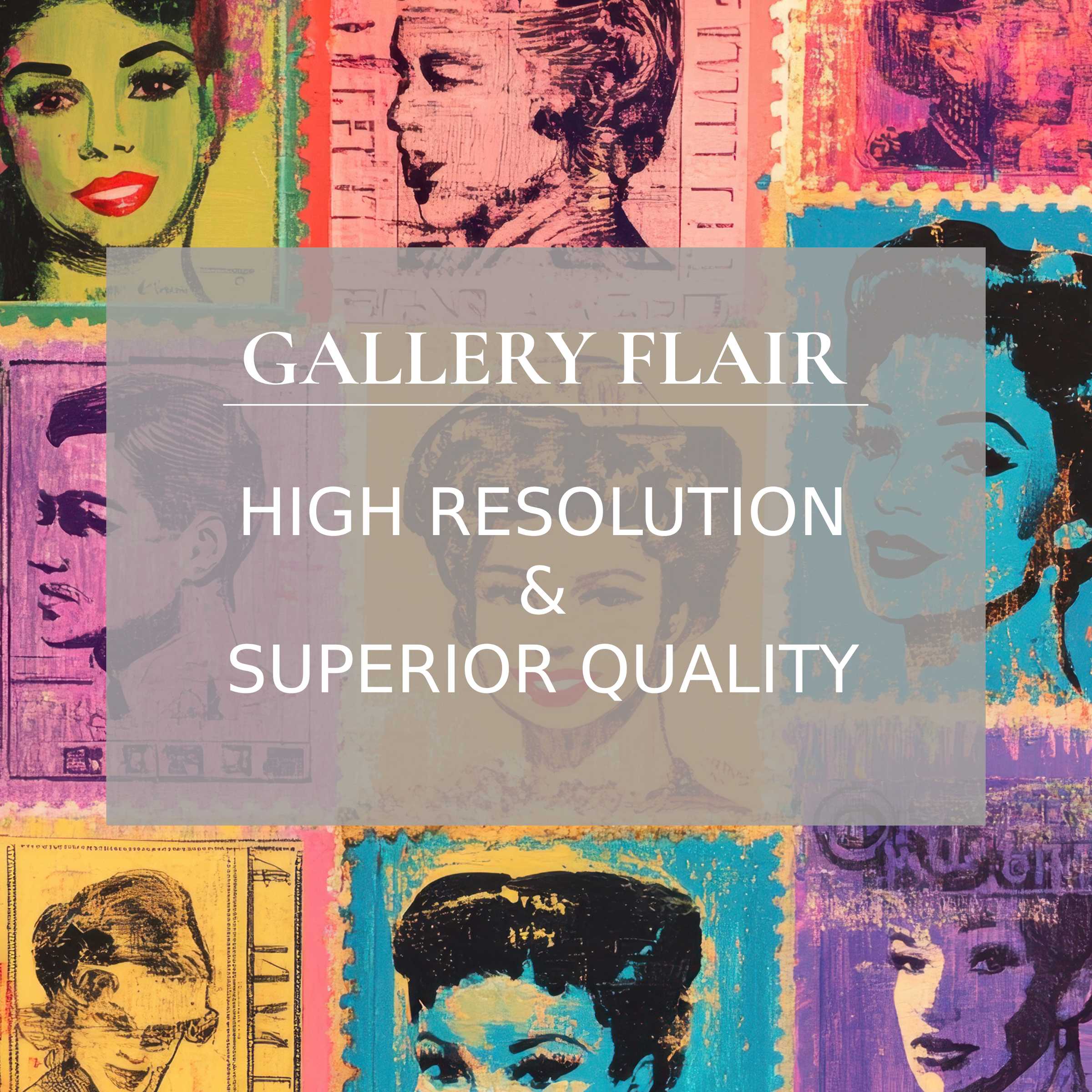Vibrant pop art printable art with radiant vintage portraits, offering superior detail to elevate chic, modern interiors with bold flair