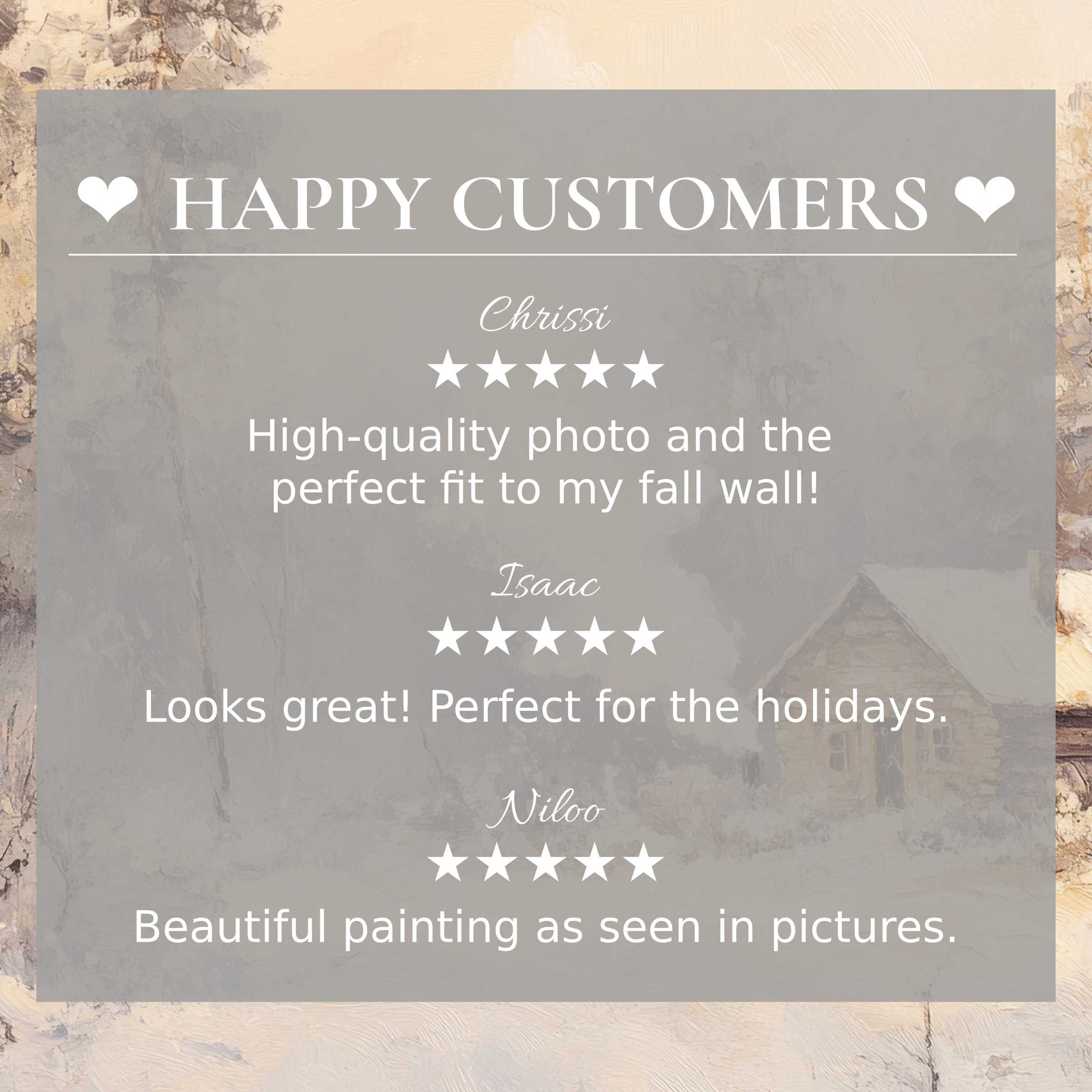 Winter art for Frame TV with muted snowy landscape builds trust through positive reviews from happy customer