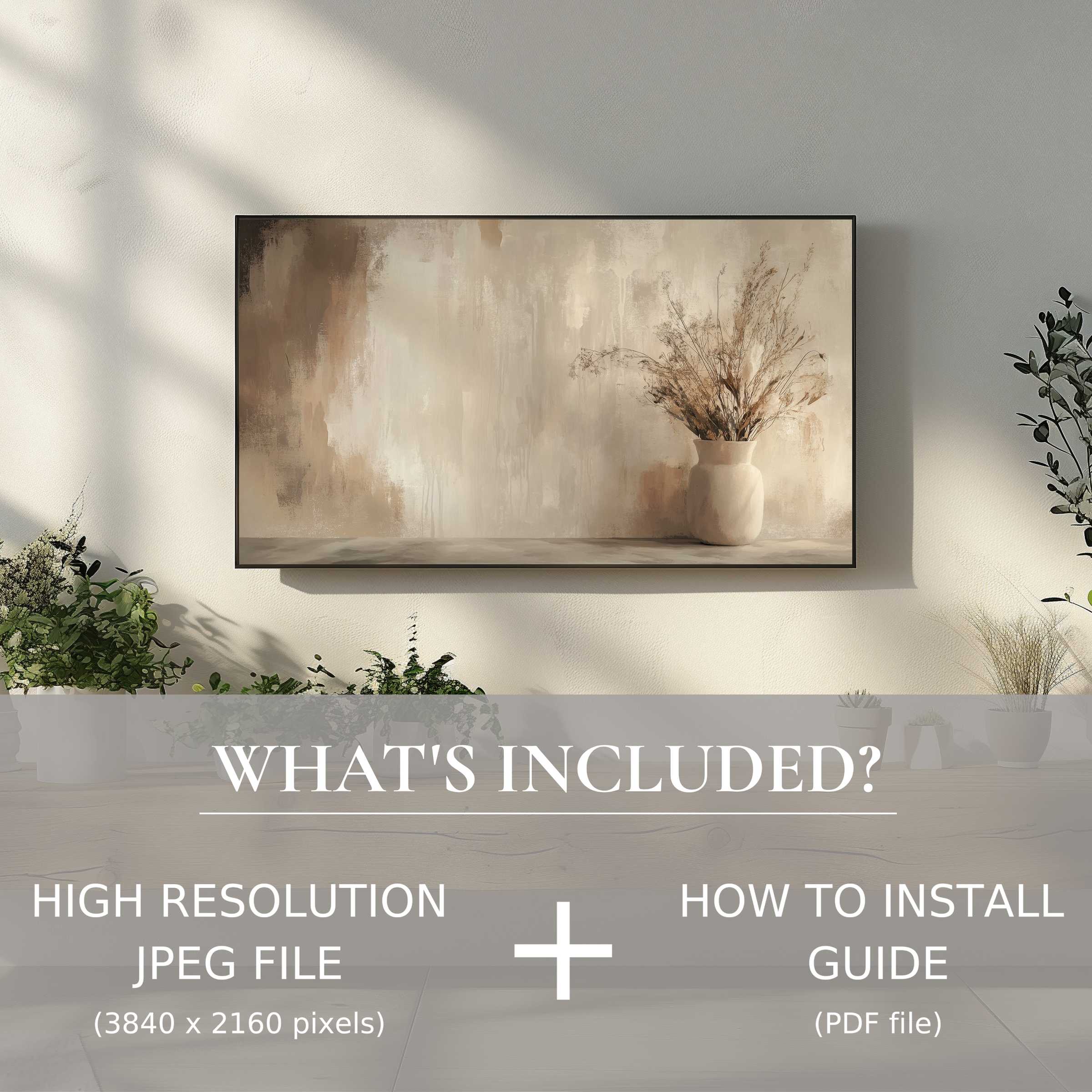 Elegant boho digital TV art download with easy digital use, adding warmth and style to your modern living space