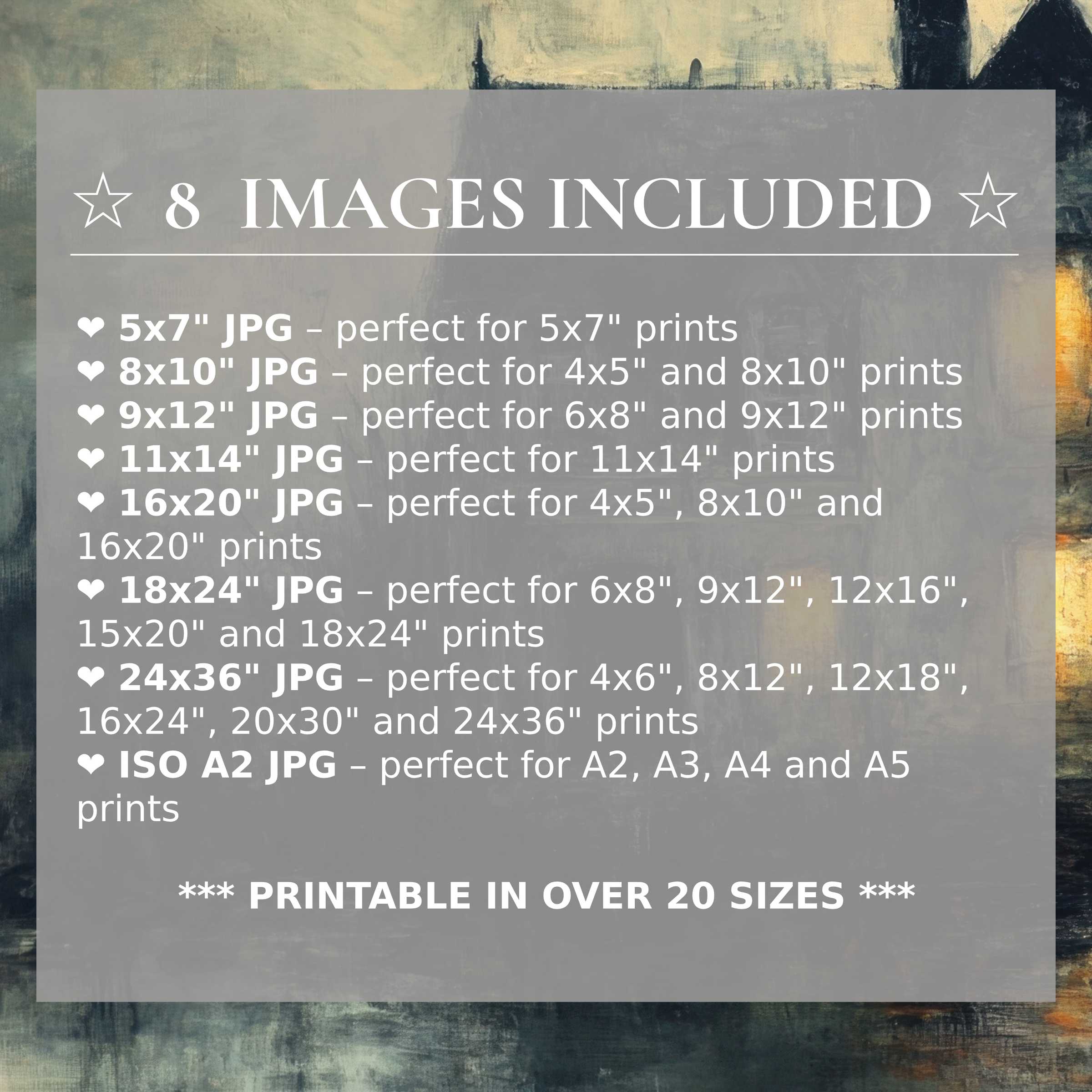 Halloween digital print showcasing radiant amber and moody charcoal hues, delivered in 8 high-quality sizes included to elevate modern interiors with effortless style and versatility