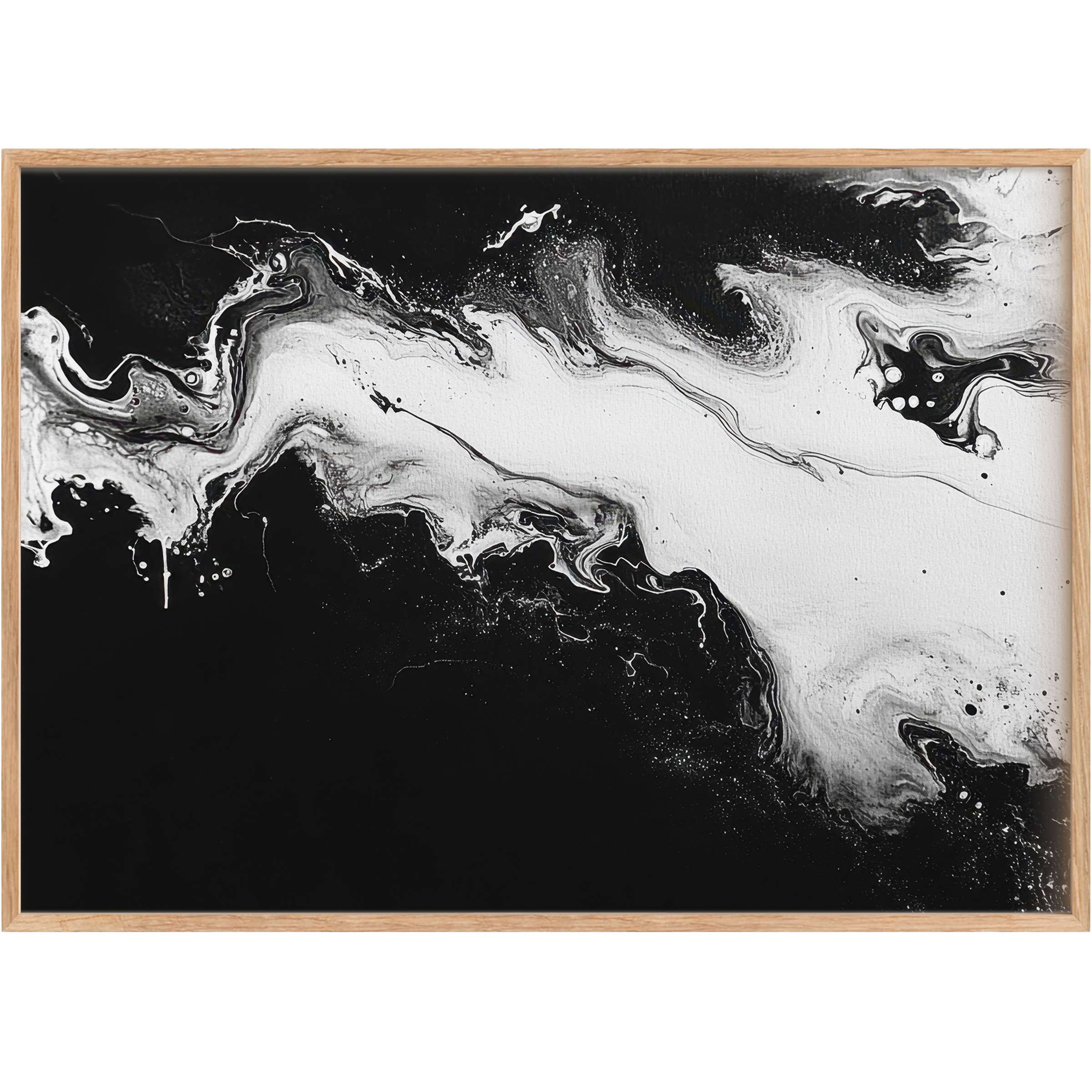 Black and white printable wall art with fluid, dynamic swirls creates a bold, sophisticated atmosphere that elevates modern interiors