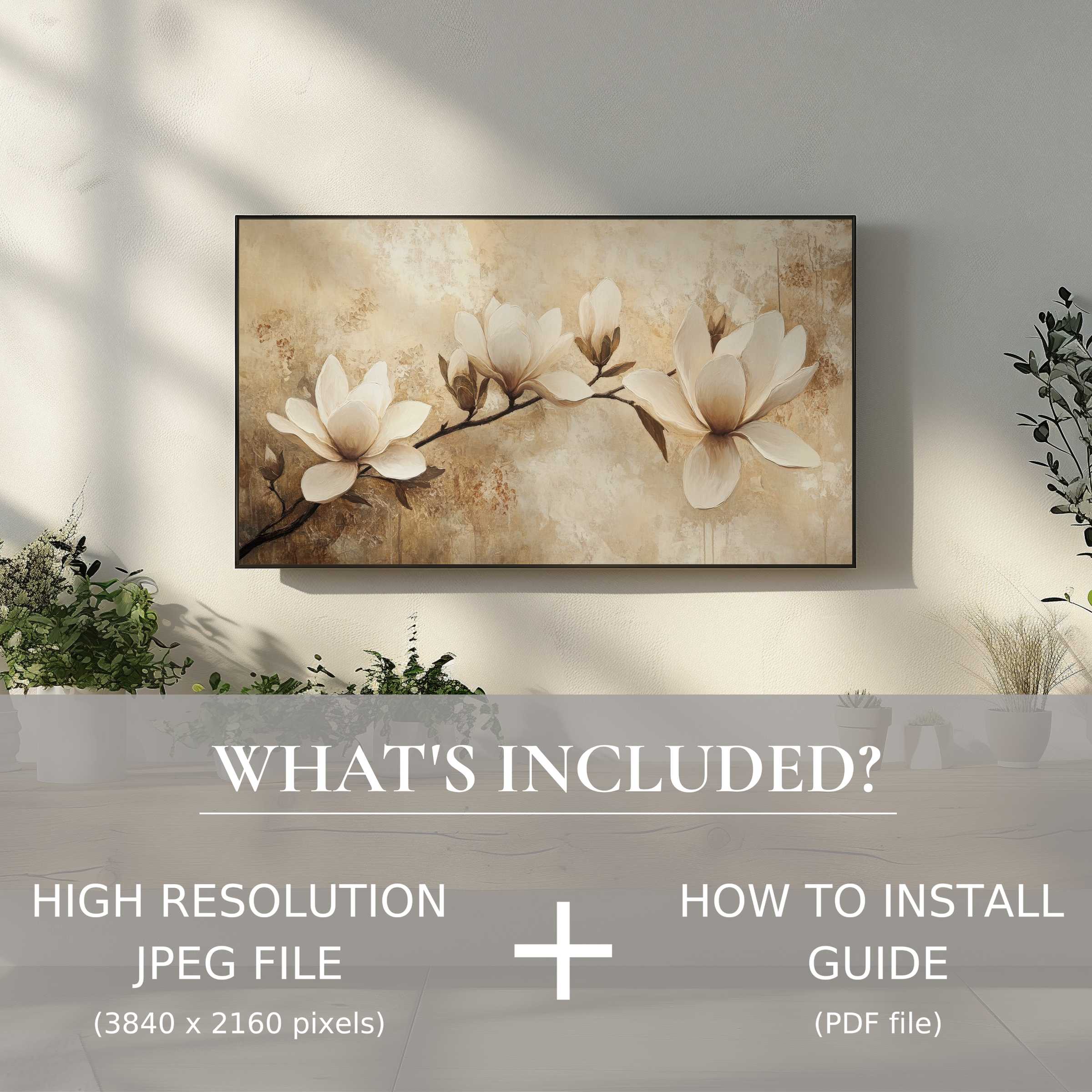 Elegant tree digital TV art download, enhancing living spaces with easy digital use and refined botanical beauty