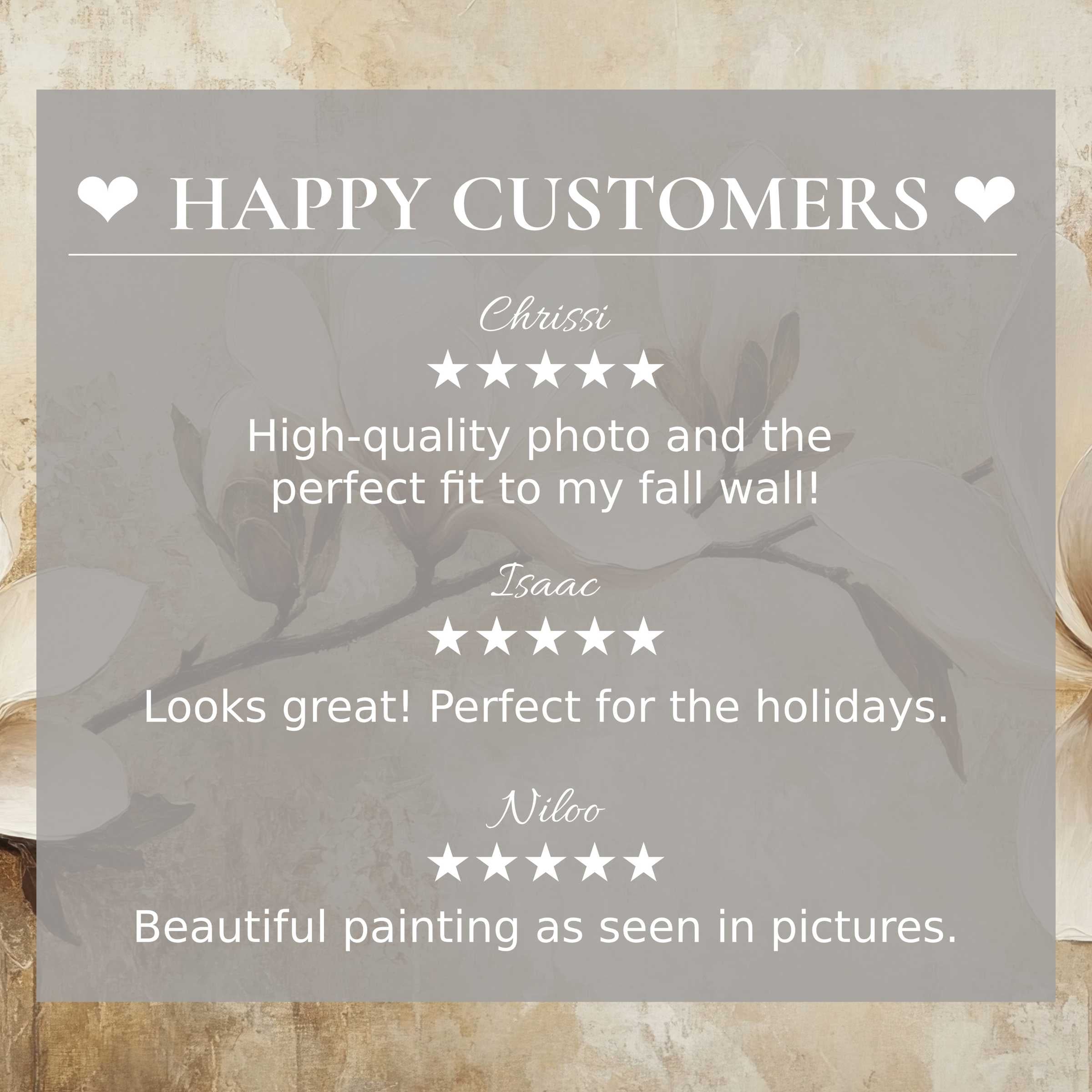 Elegant muted floral backdrop with positive reviews, inspiring trust for stylish trees art for Frame TV - happy customer feedback