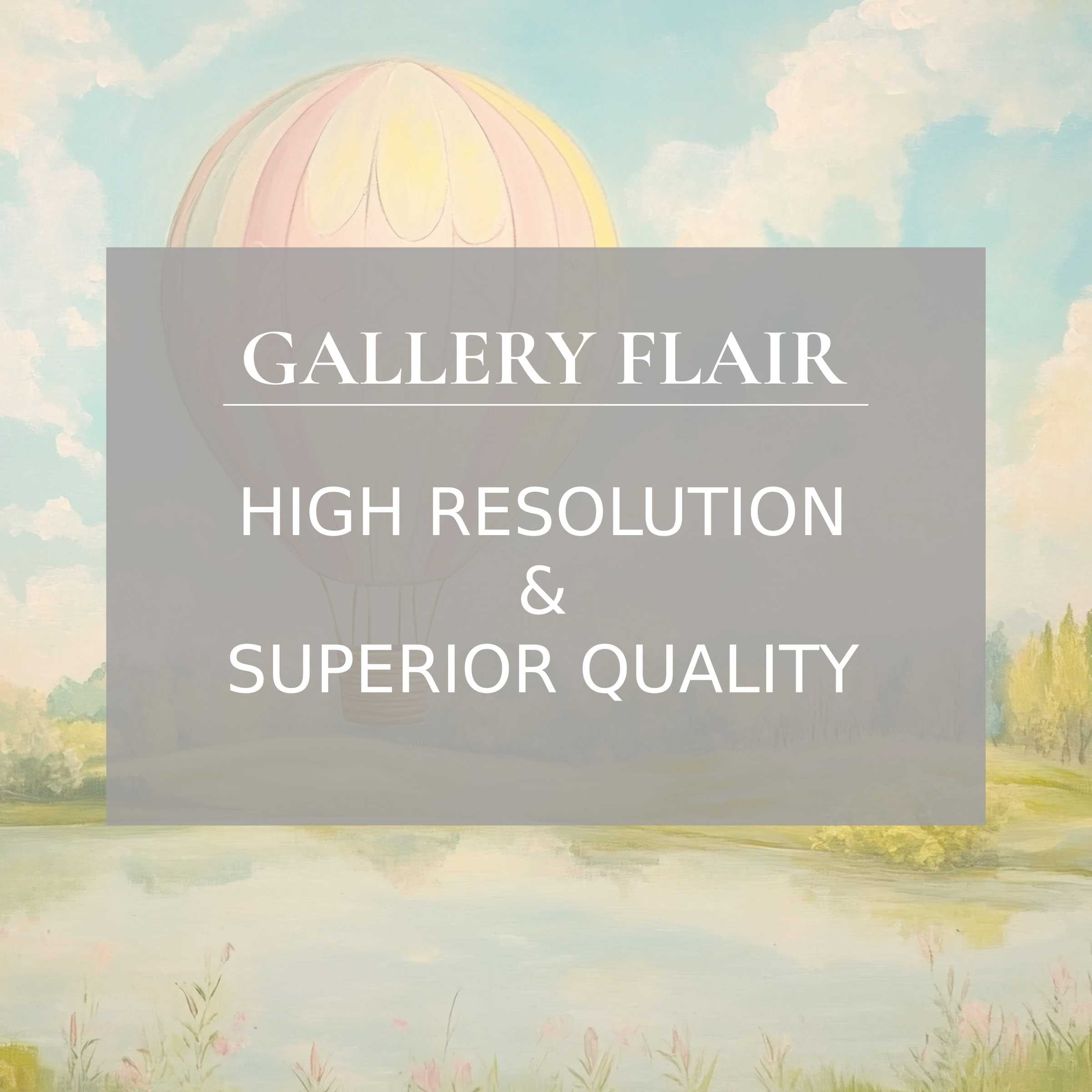 Nursery printable art featuring a serene pastel hot air balloon scene, evoking calming, dreamy ambiance with exquisite detail