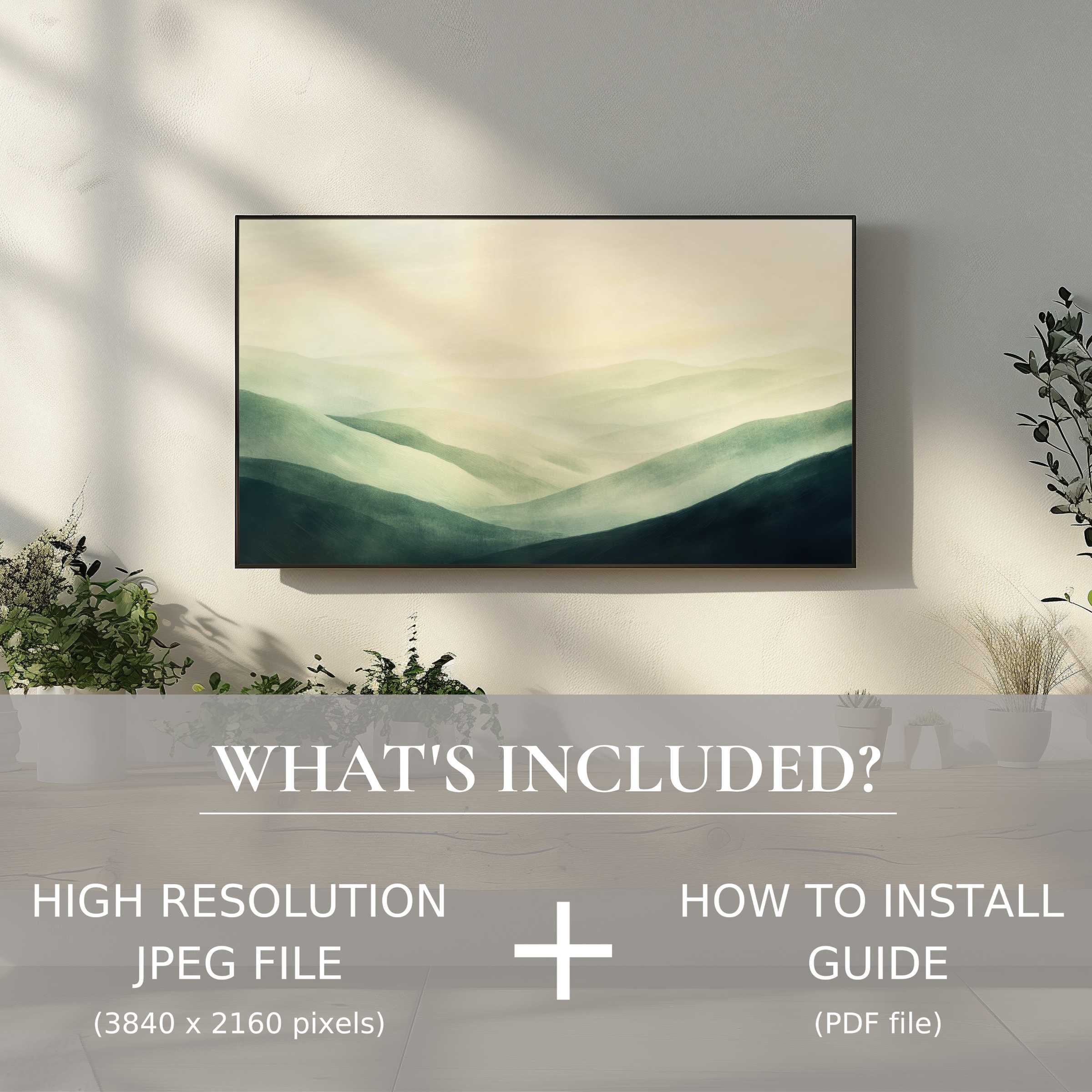 Elegant landscape digital TV art download, easily elevates your living space with high-res beauty and simple digital use