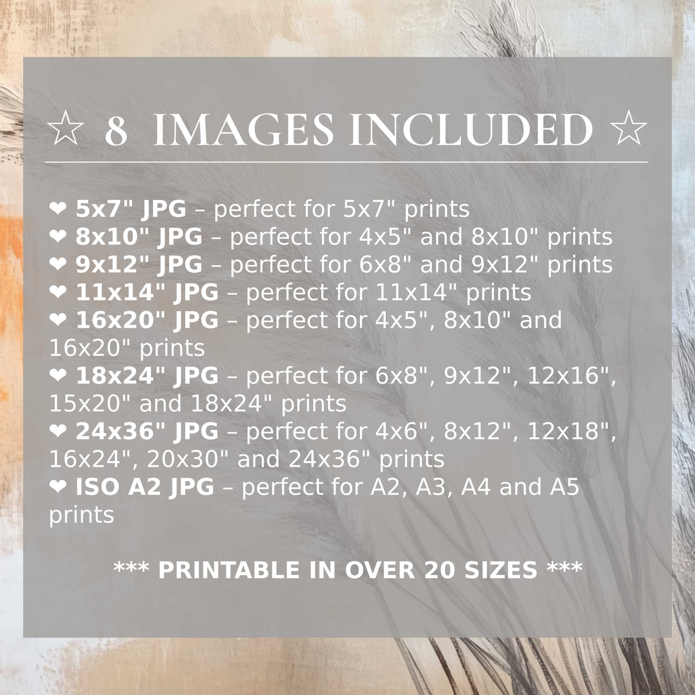 Boho digital print in warm earth tones and soft neutrals radiates calming elegance, including 8 high-quality sizes to elevate modern interiors with versatile style