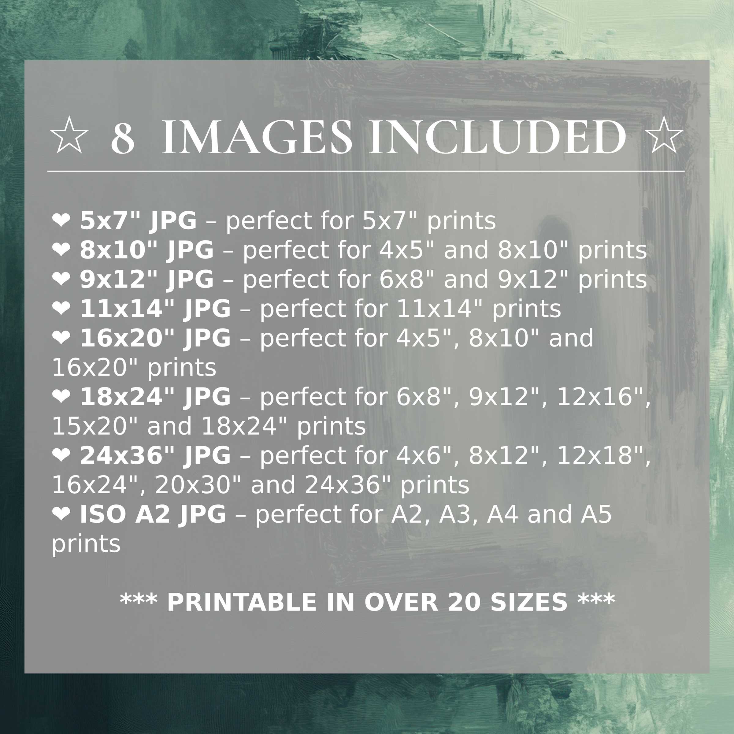 Halloween digital print exuding bold autumnal greens and muted grays, offered in 8 high-quality sizes to elevate modern interiors with versatile, stylish ease