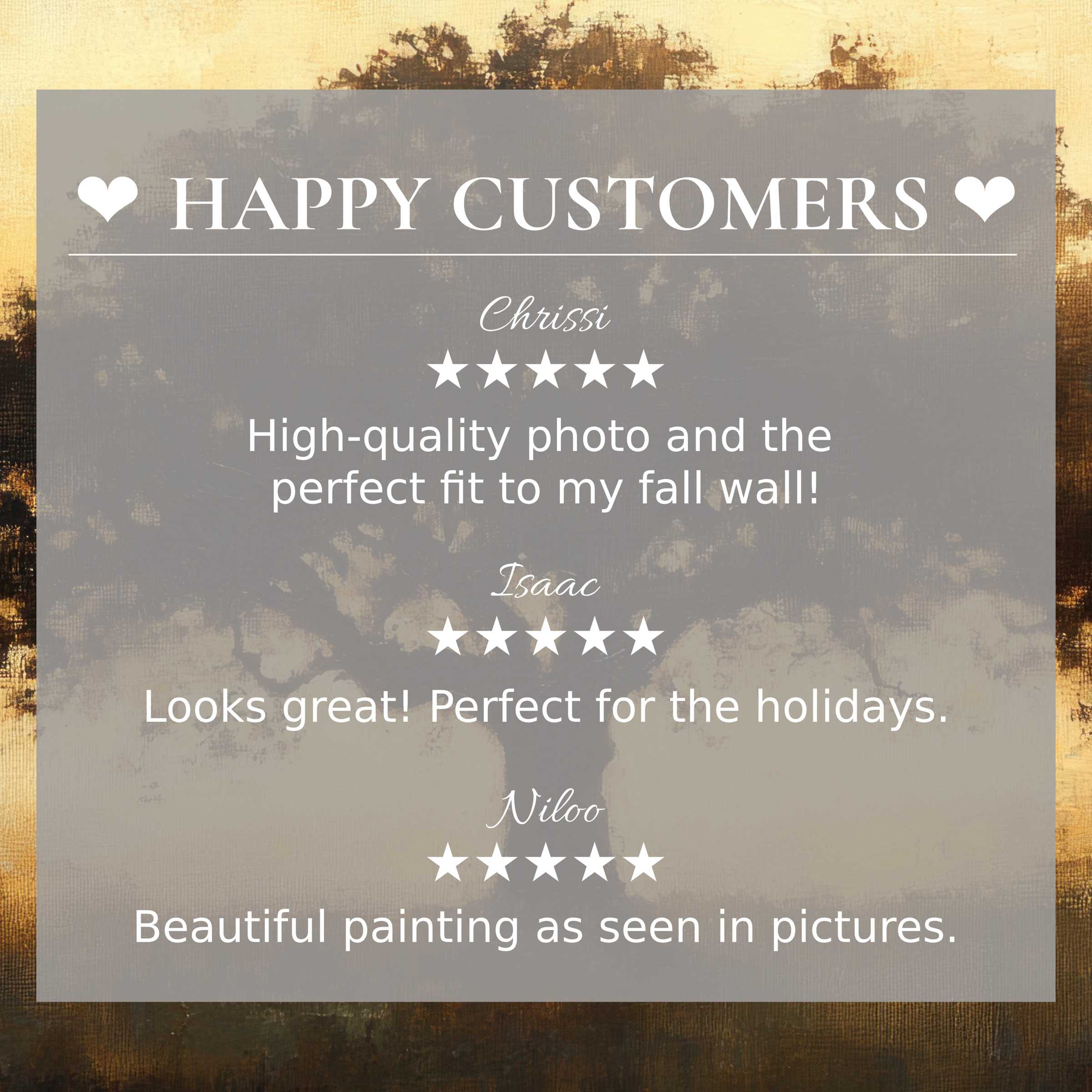 Trees art for Frame TV with abstract sunset hues, showcasing elegant style and happy customer reviews for trusted appeal