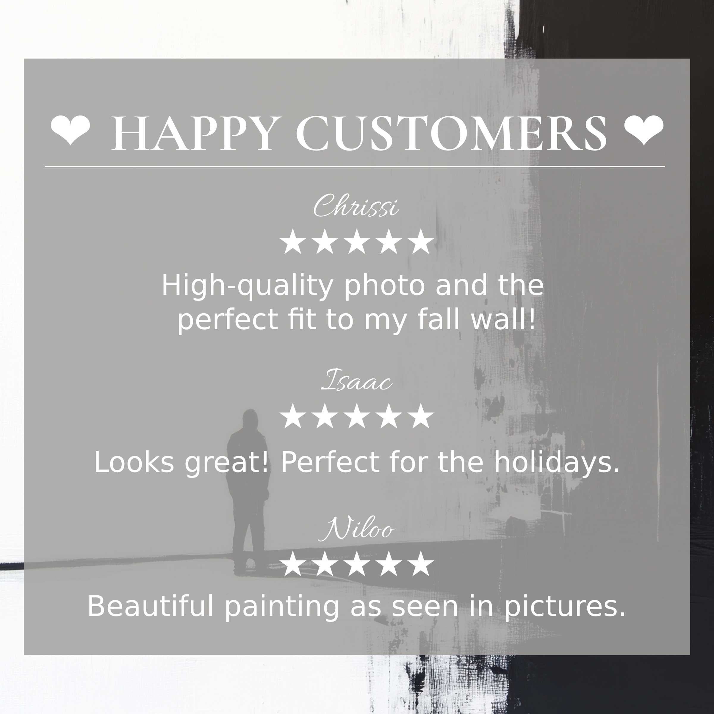 Street art for Frame TV with abstract monochrome strokes, showcasing happy customer reviews and elegant design trust