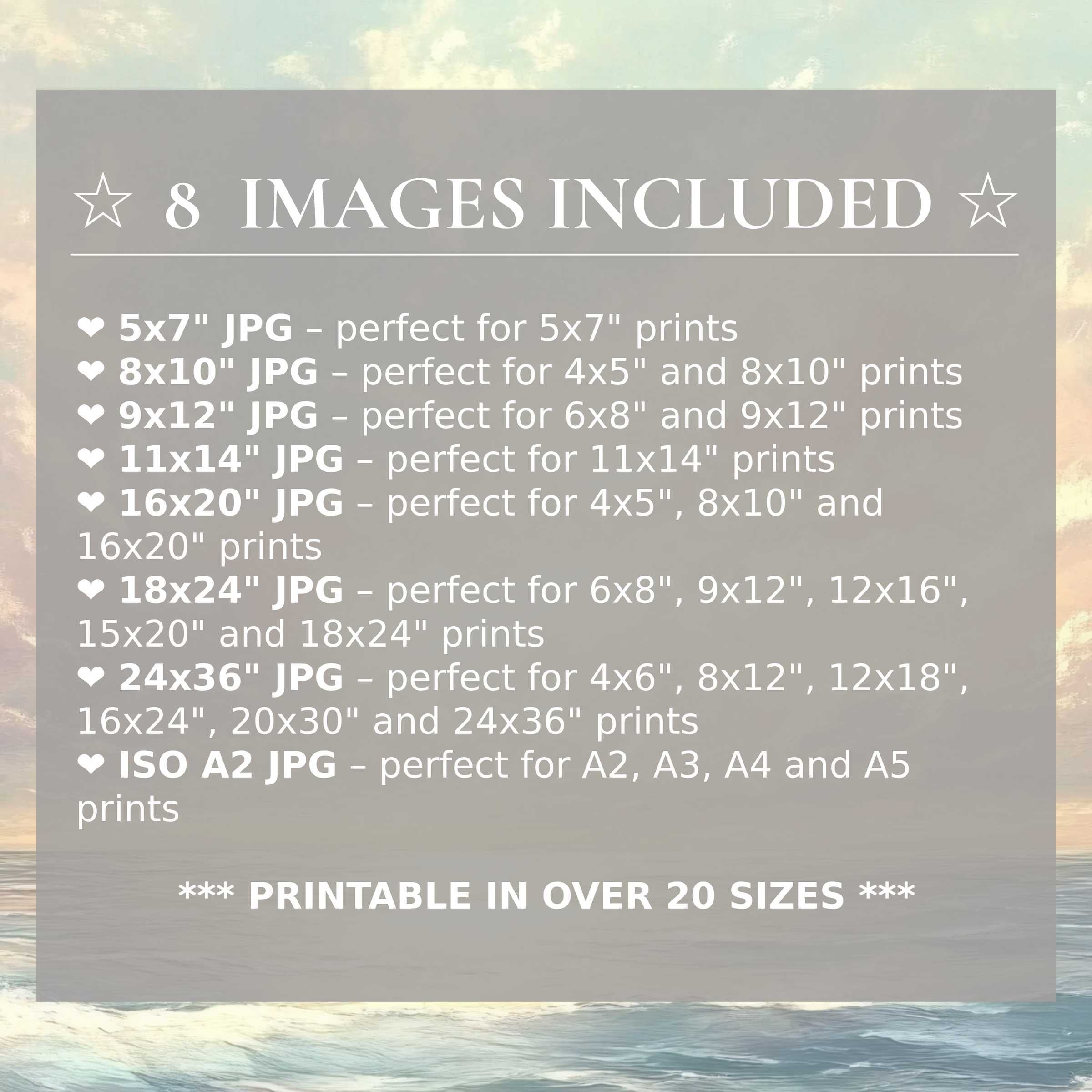 Radiant coastal digital print in serene blues and warm golds, elevating modern interiors with style, offered in 8 high-quality sizes