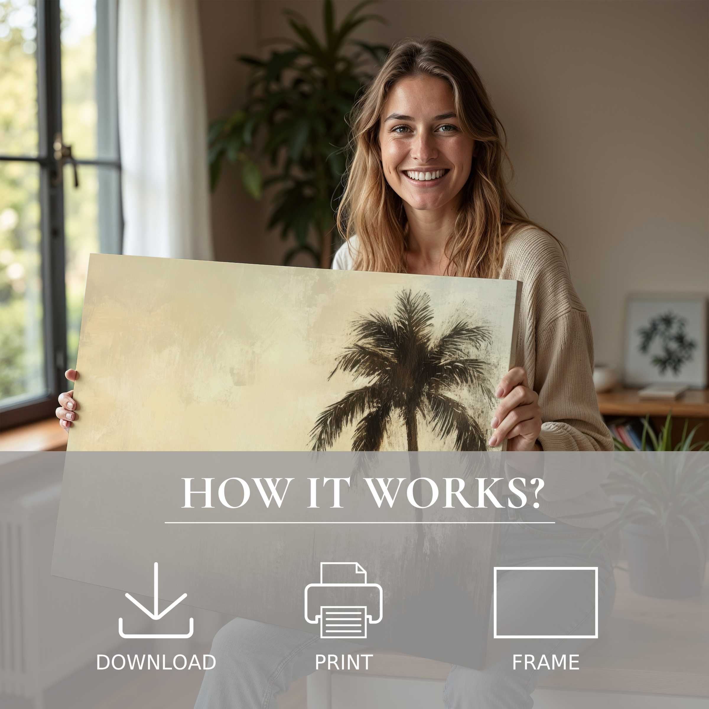 Bright summer digital art print radiates warmth and joy as it transforms a stylish home with effortless elegance